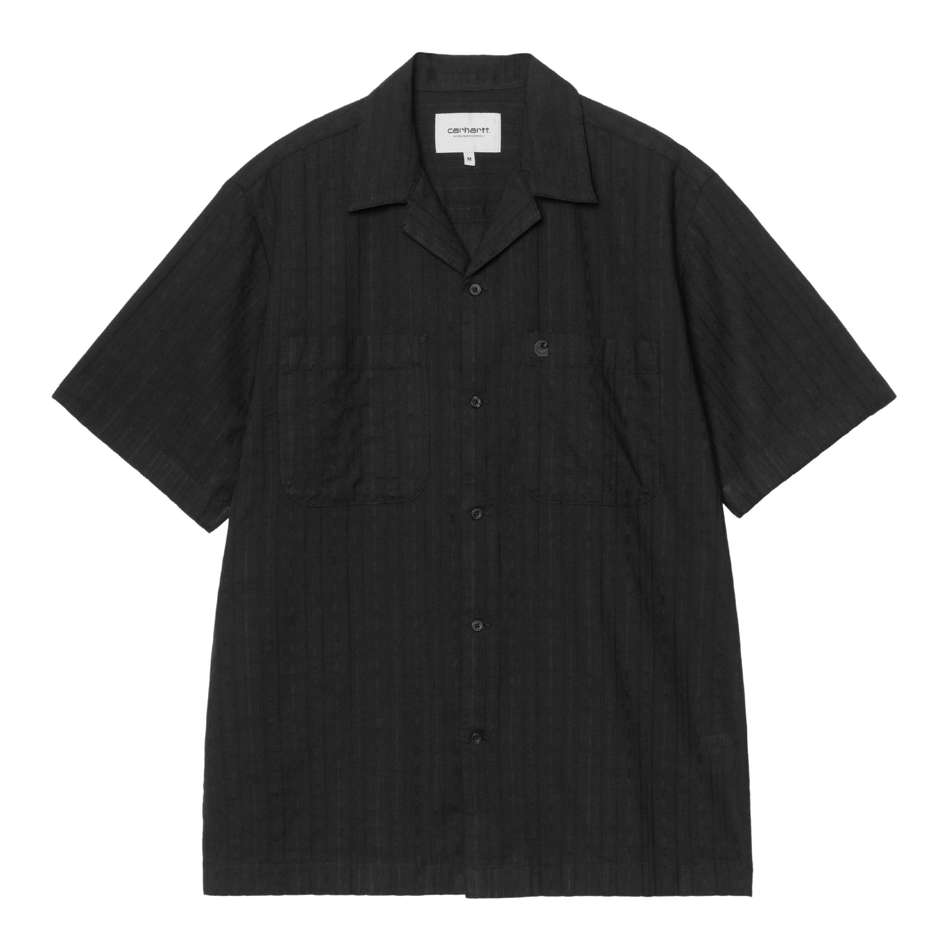 Camisa de manga curta para homem Carhartt WIP Gareth em Preto. Foto da parte da frente.