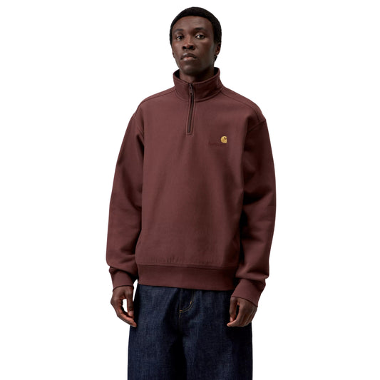 Sweatshirt para homem Carhartt WIP Half Zip American Script em Amarone