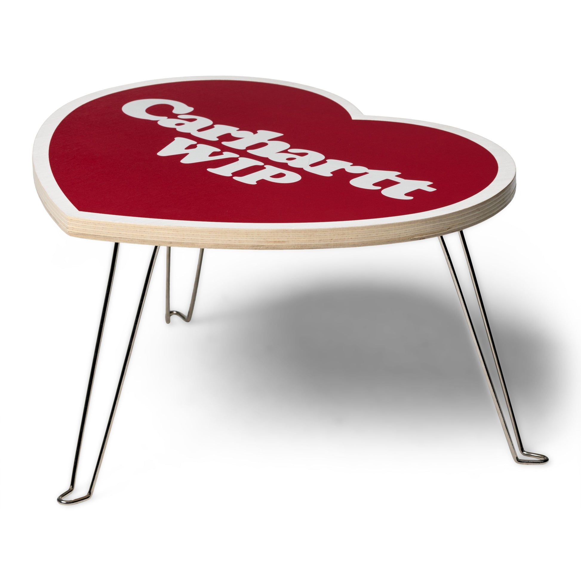 Mesa dobrável Carhartt WIP Heart em Scarlet/White. Foto da mesa.
