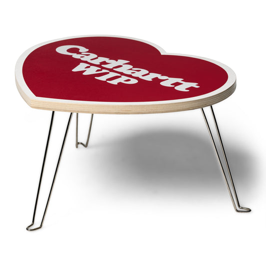 Mesa dobrável Carhartt WIP Heart em Scarlet/White. Foto da mesa.