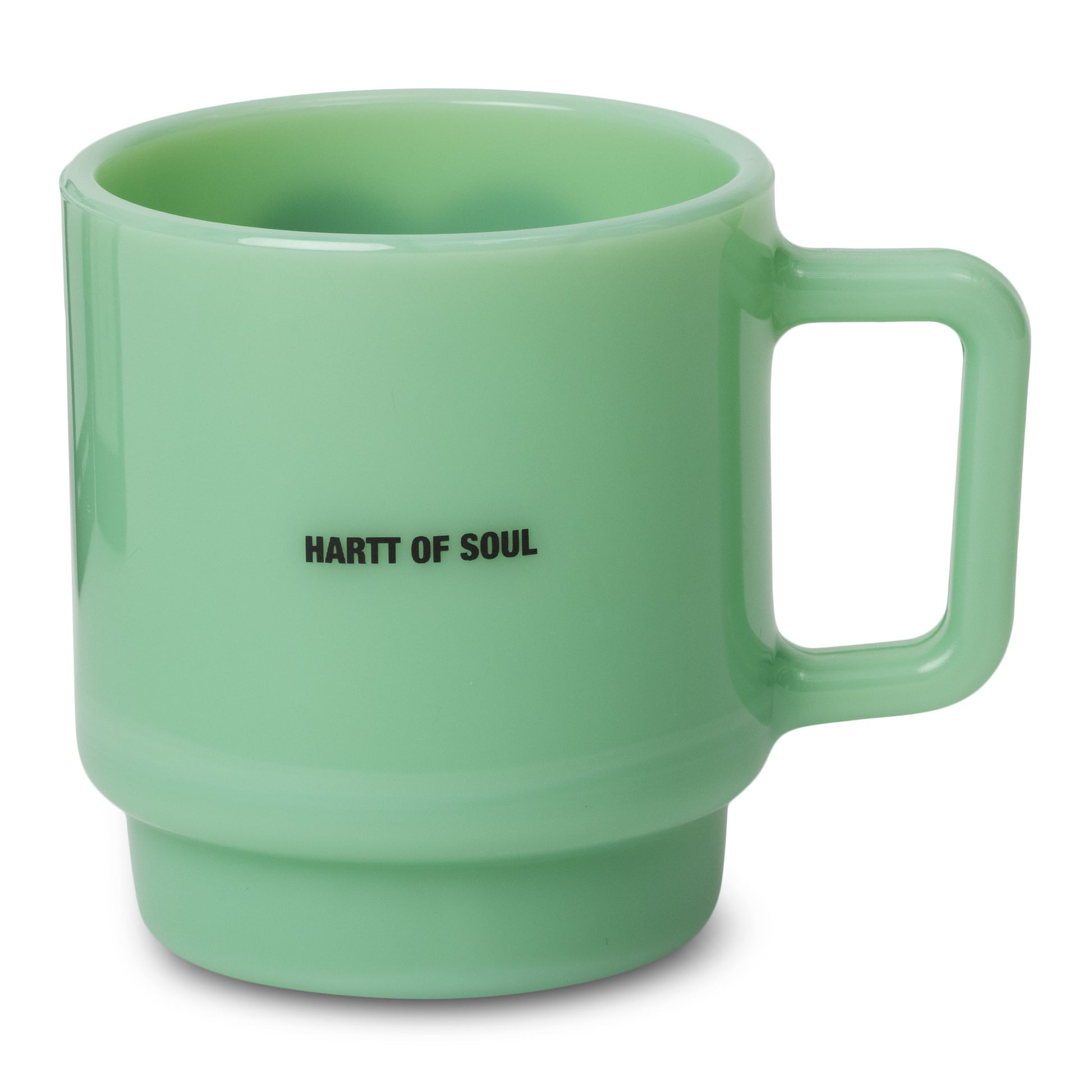 Caneca de vidro Carhartt WIP Heart em Jade. Foto de uma das laterais.