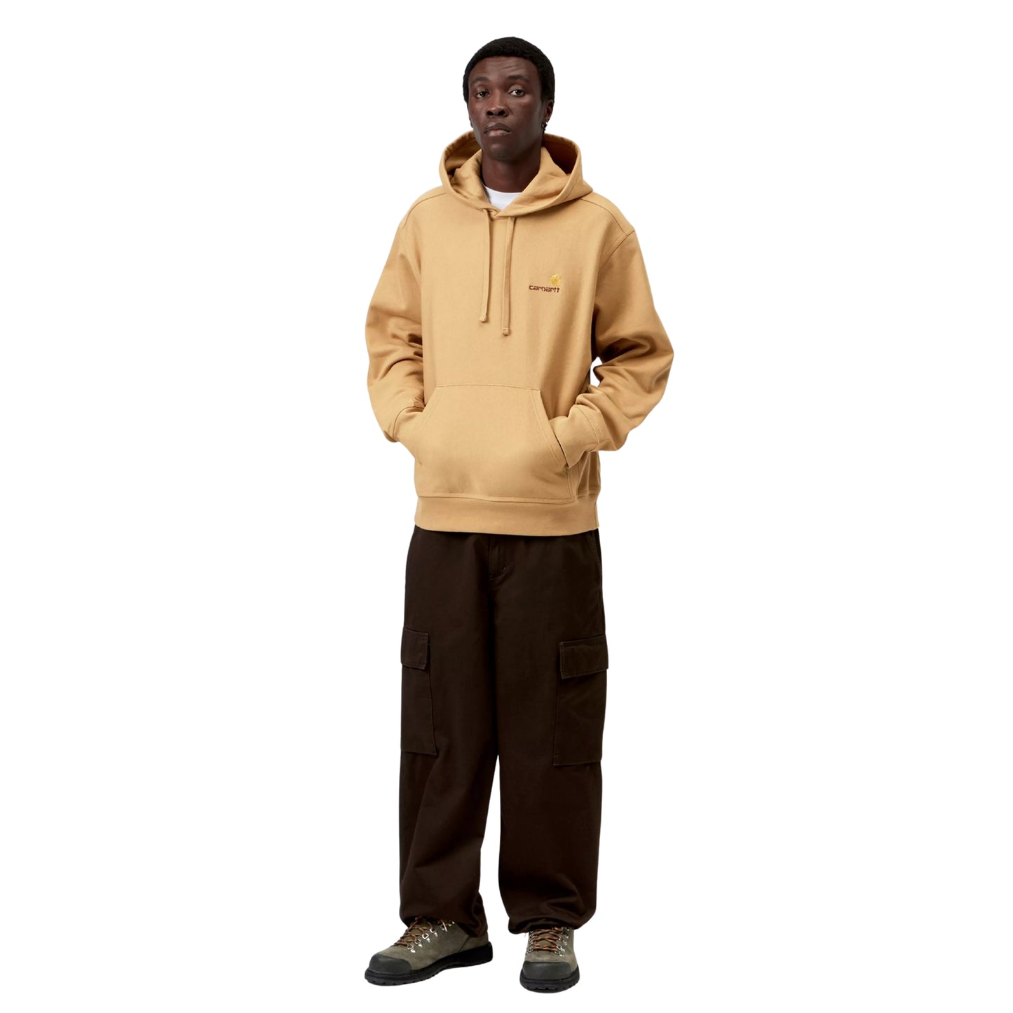 Sweat com carapuço para homem Carhartt WIP Hooded American Script Sweat em Dusty H Brown