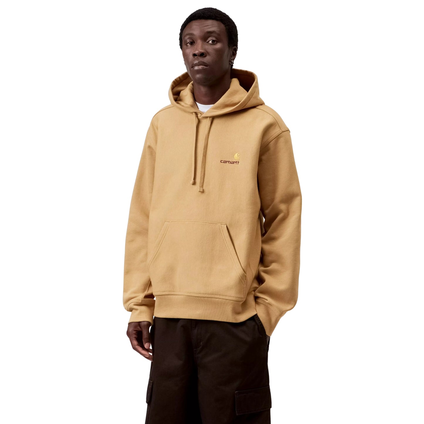 Sweat com carapuço para homem Carhartt WIP Hooded American Script Sweat em Dusty H Brown