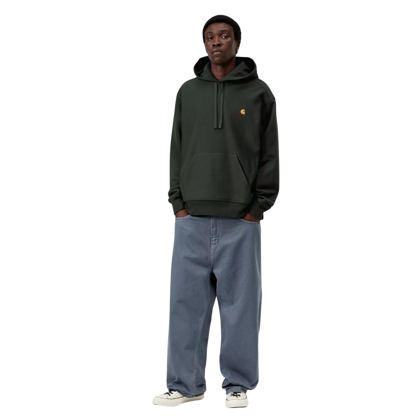 Sweat com carapuço para homem Carhartt WIP Hooded American Script Sweat em Raven