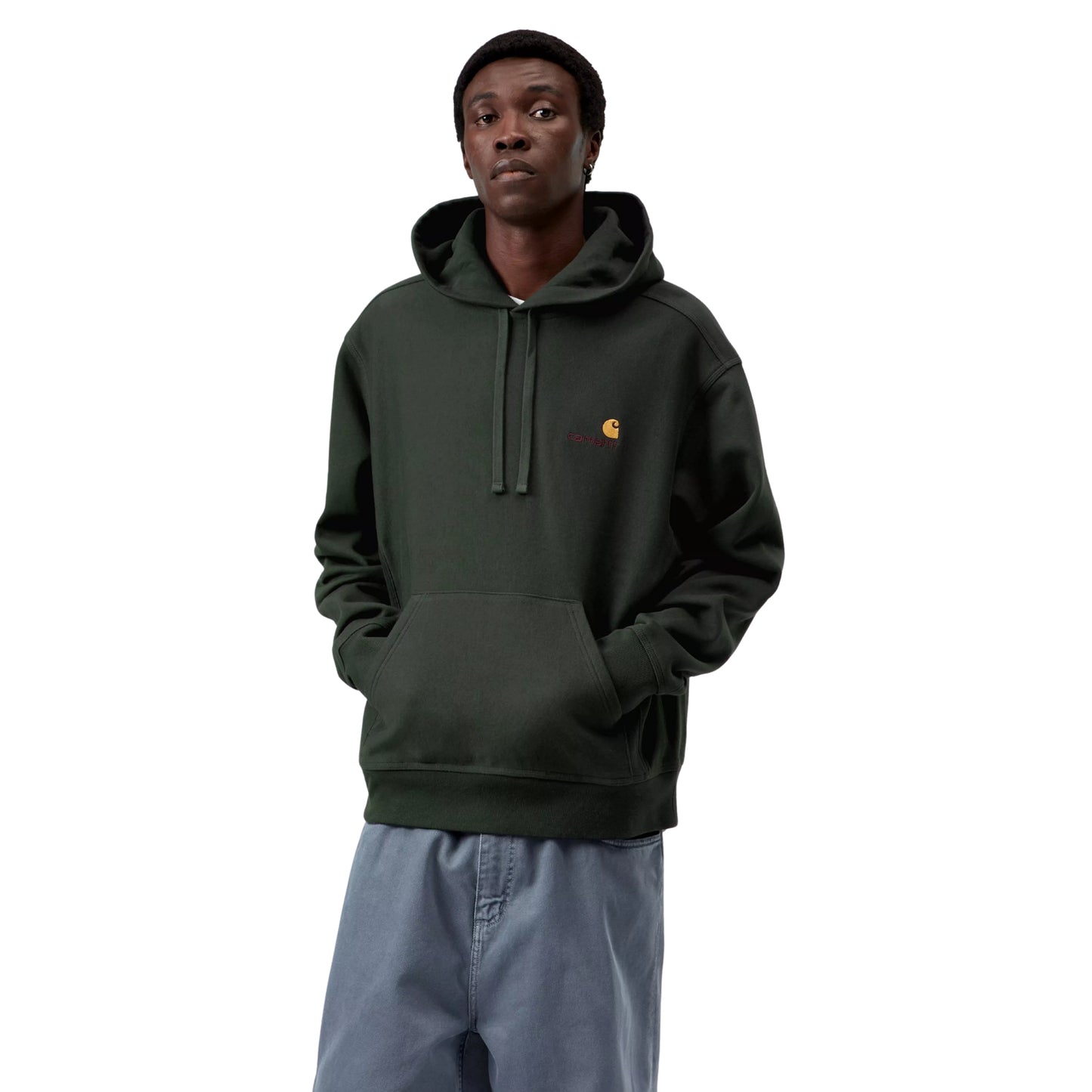 Sweat com carapuço para homem Carhartt WIP Hooded American Script Sweat em Raven