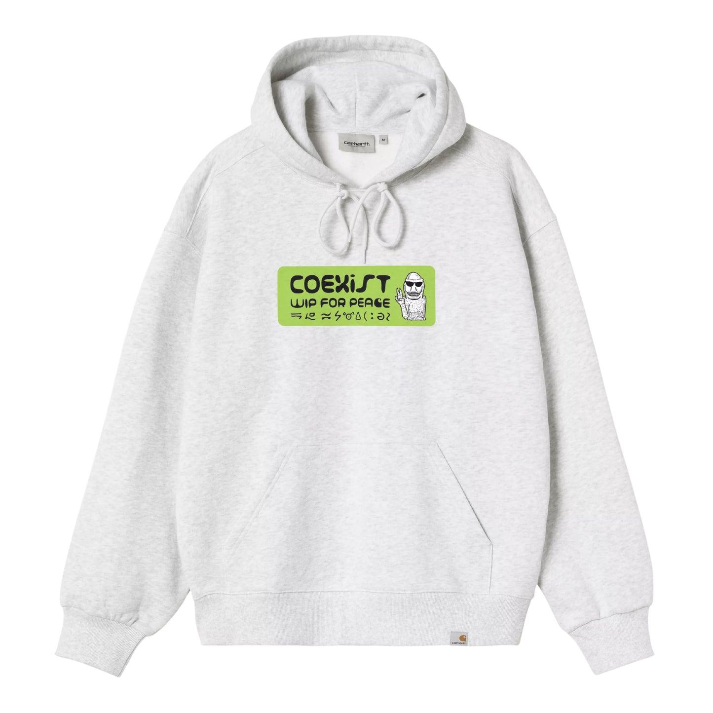 Sweat com carapuço para homem Carhartt WIP Bumper Sticker em Ash Heather. Foto da parte da frente.