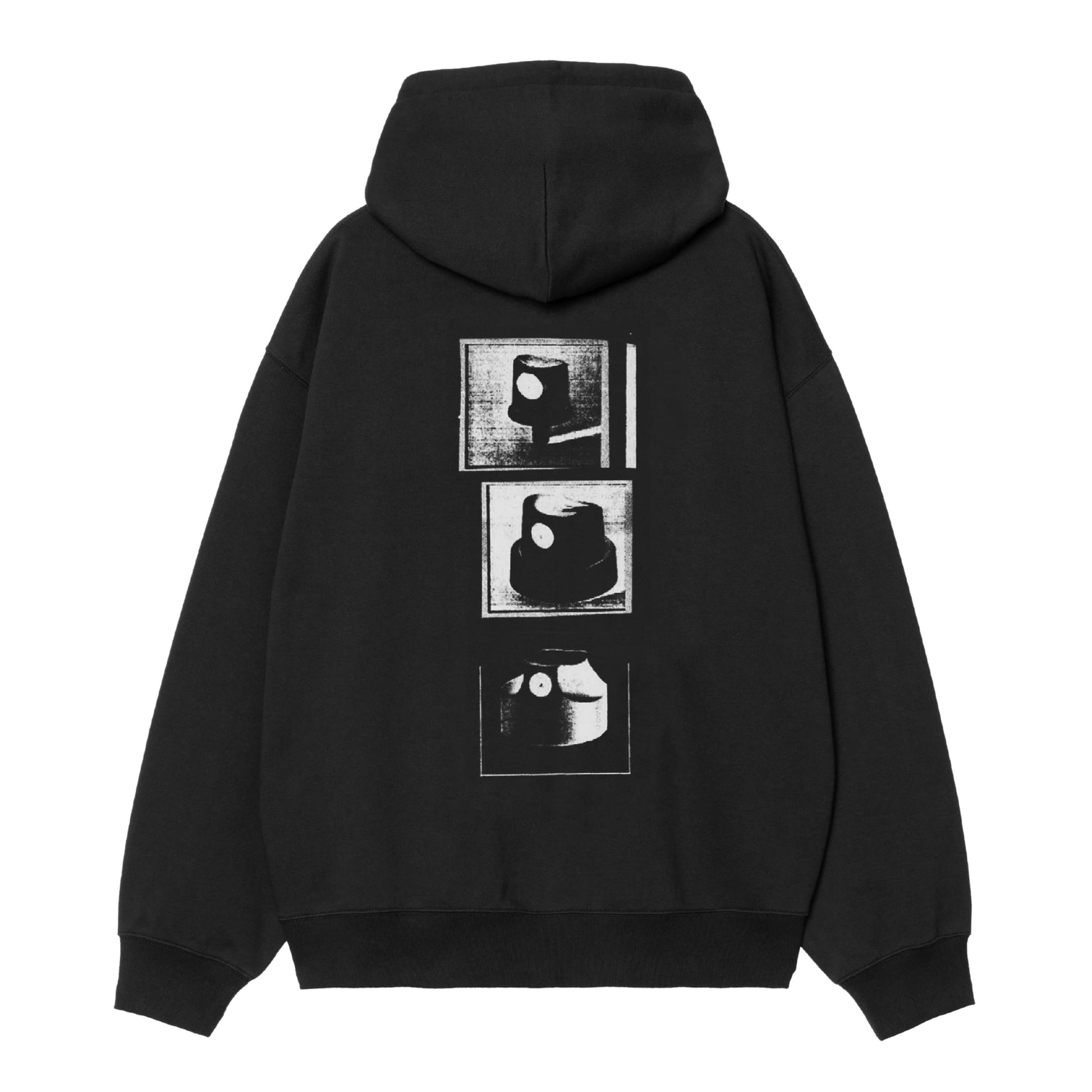 Sweat com carapuço para homem Carhartt WIP Caps em Preto. Foto da parte de trás.