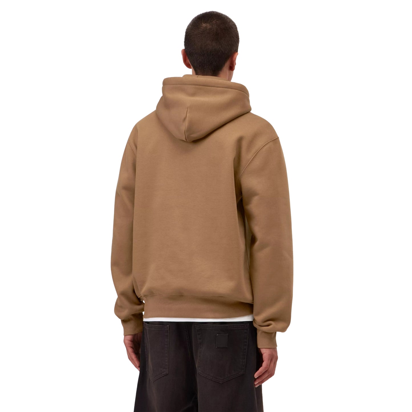 Sweat com carapuço para homem Carhartt WIP Carhartt Sweat em WIP Hamilton Brown/Black. Vista traseira com modelo.