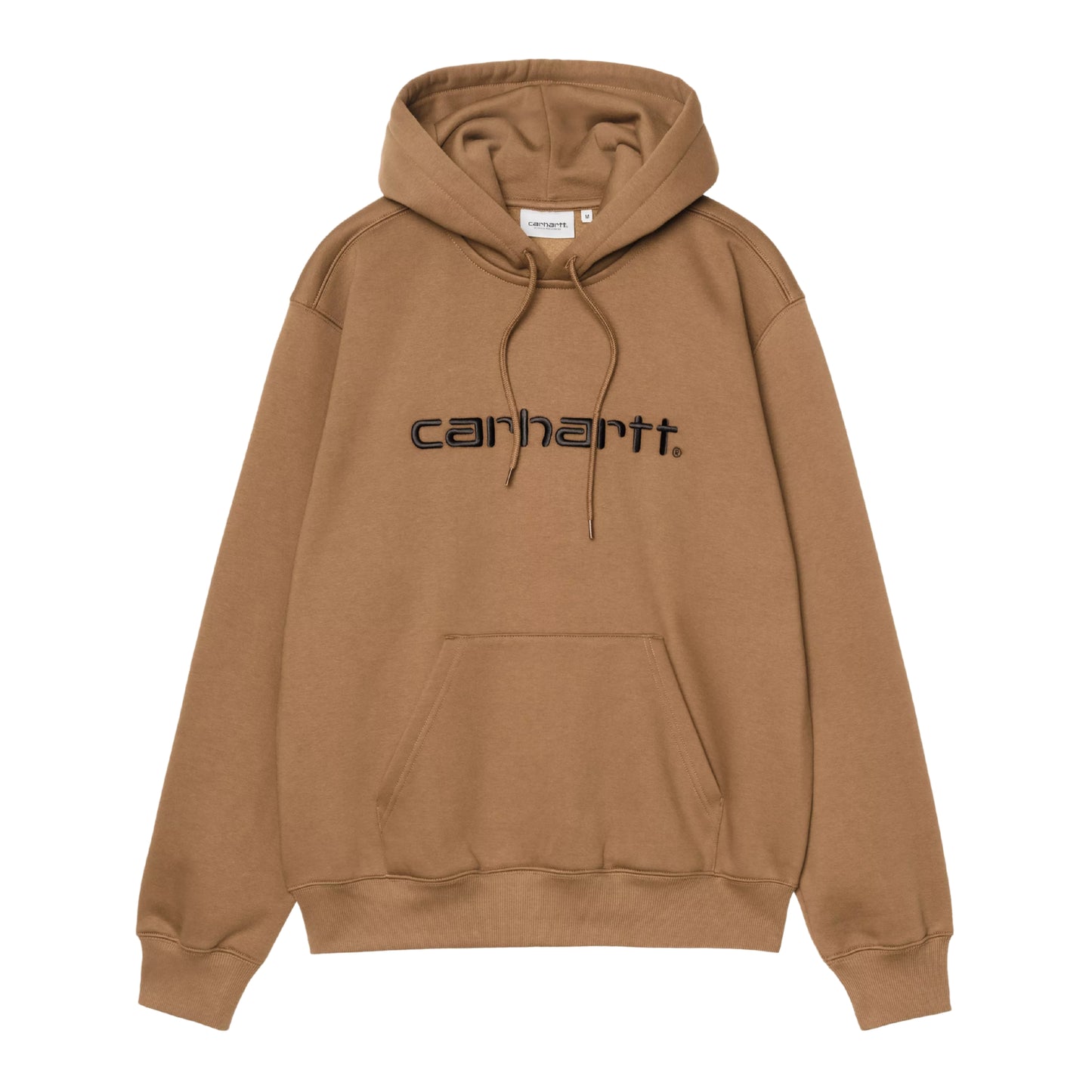 Sweat com carapuço para homem Carhartt WIP Carhartt Sweat em WIP Hamilton Brown/Black. Produto sem modelo, vista frontal (detalhe do logo e cordão).