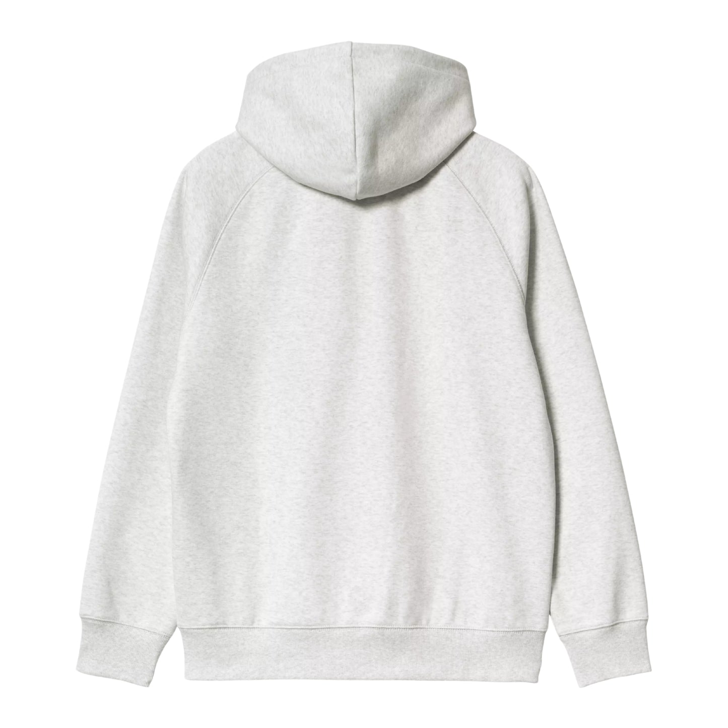 Casaco com carapuço Carhartt WIP Hooded Chase Jacket em Ash Heather / Gold — produto sem modelo, vista traseira, detalhe das mangas raglan e textura mesclada do Ash Heather.