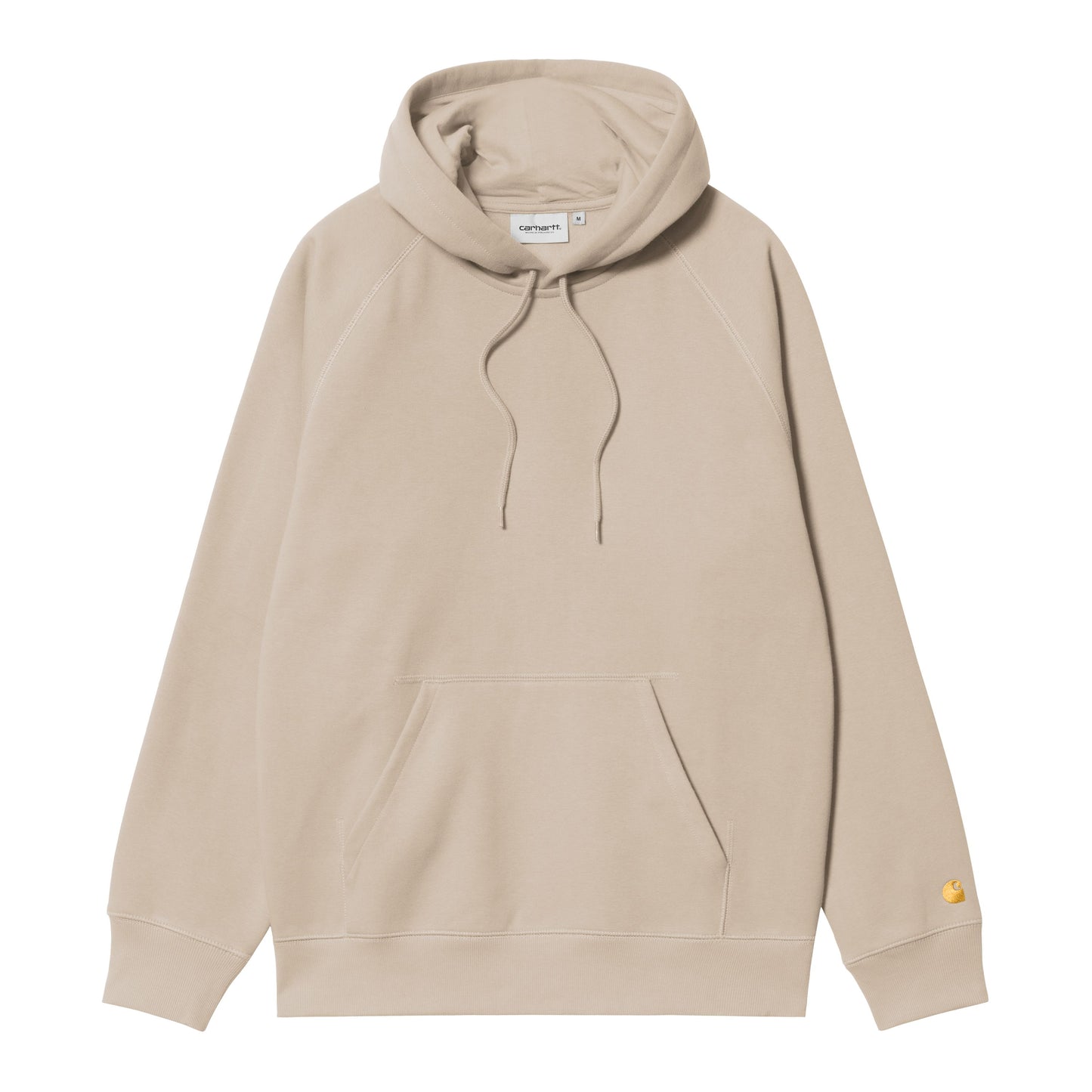 Sweat com carapuço para homem Carhartt WIP Chase em Fleur De Sel/Gold. Foto da parte da frente.