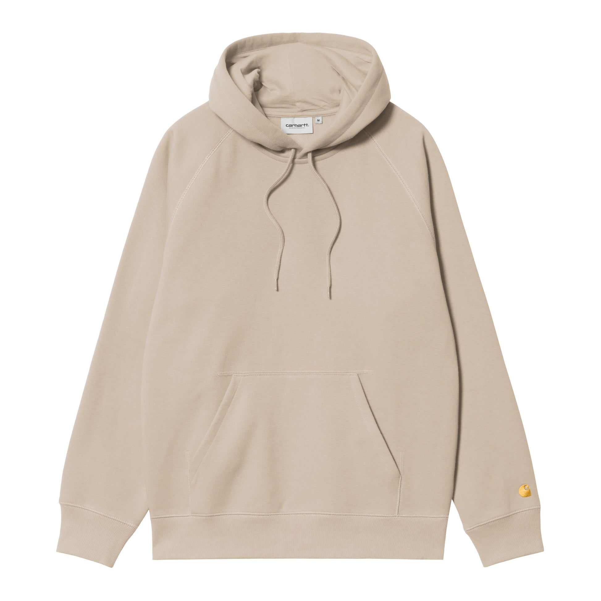 Sweat com carapuço para homem Carhartt WIP Chase em Fleur De Sel/Gold. Foto da parte da frente.