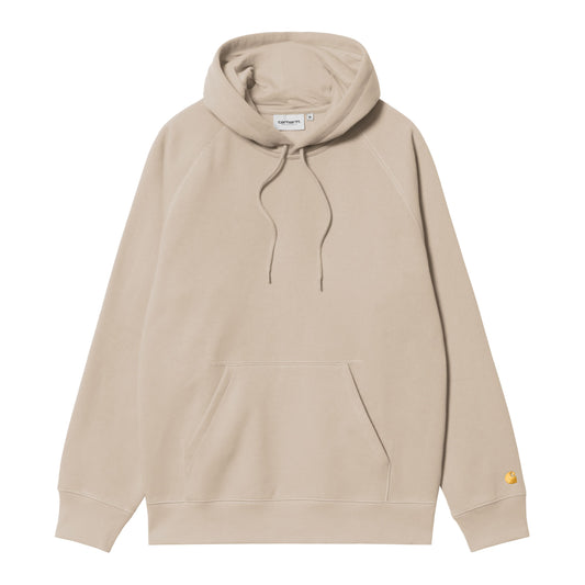 Sweat com carapuço para homem Carhartt WIP Chase em Fleur De Sel/Gold. Foto da parte da frente.