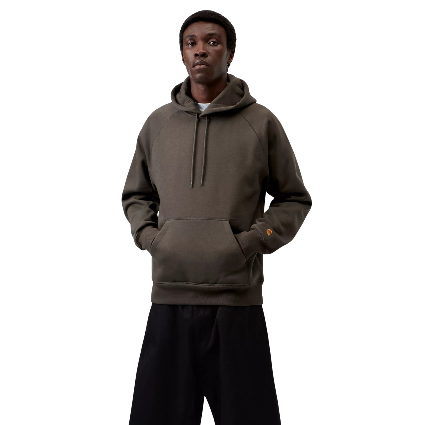 Sweat com carapuço para homem Carhartt WIP Chase em Shungite / Gold