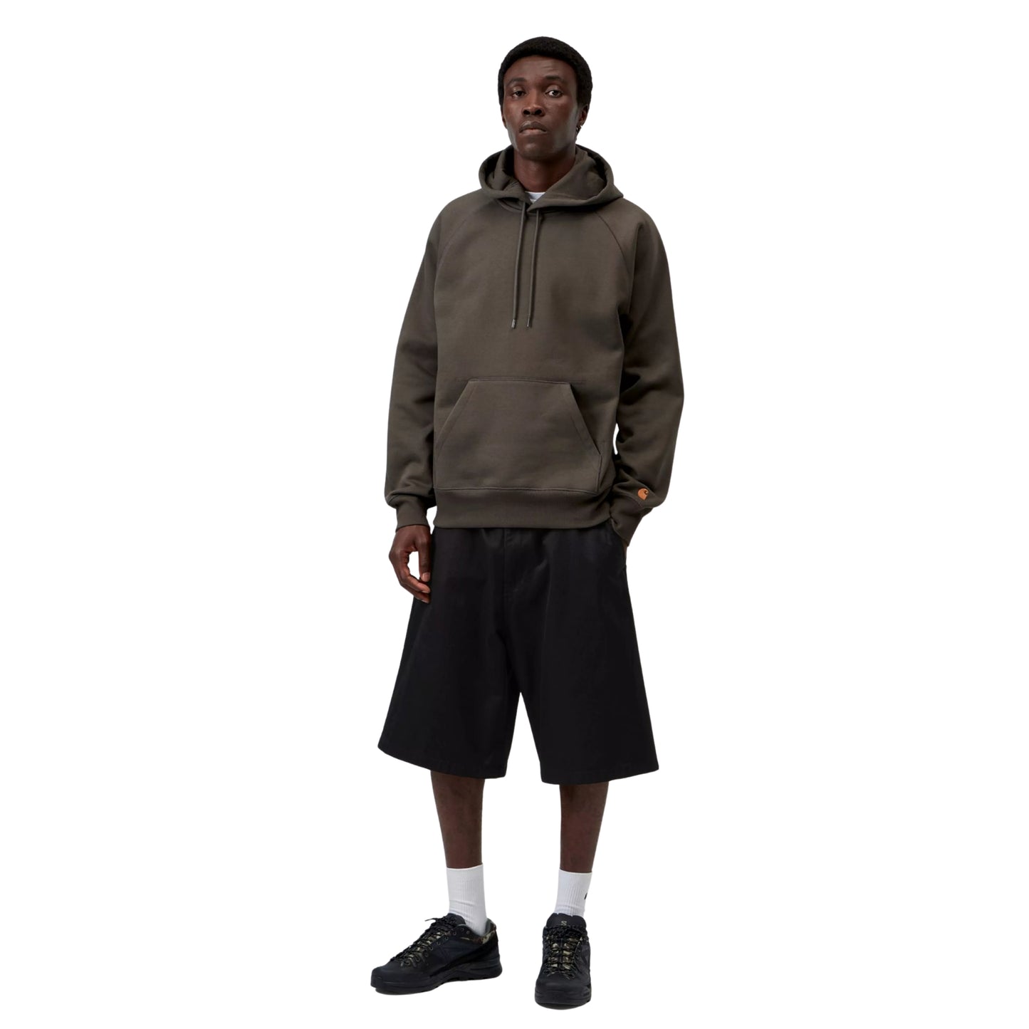 Sweat com carapuço para homem Carhartt WIP Chase em Shungite / Gold