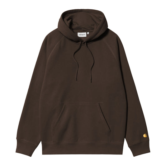 Sweat com carapuço para homem Carhartt WIP Chase em Tobacco. Foto da parte da frente.