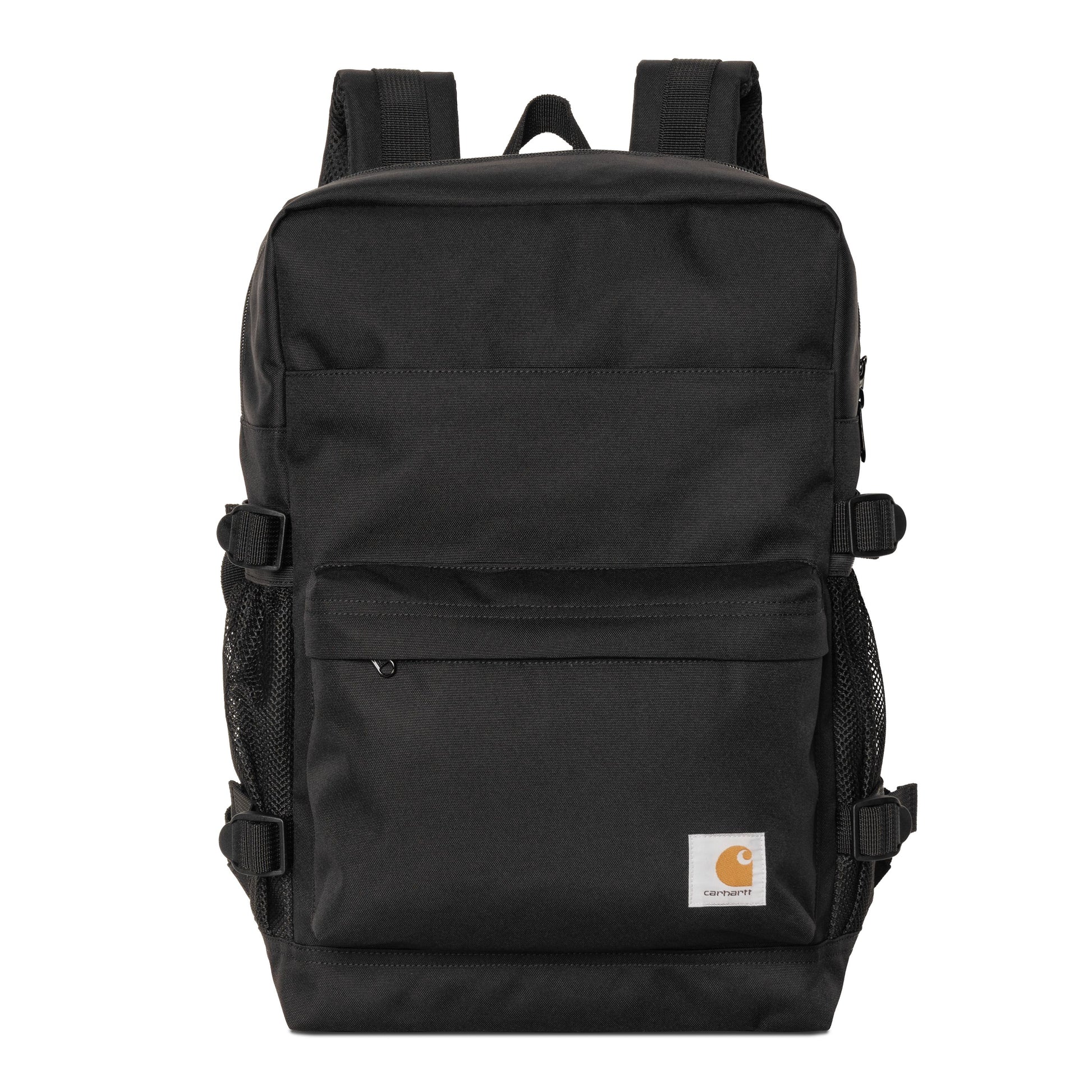 Mochila unissexo Carhartt WIP Jakob em Preto. Foto da parte da frente.