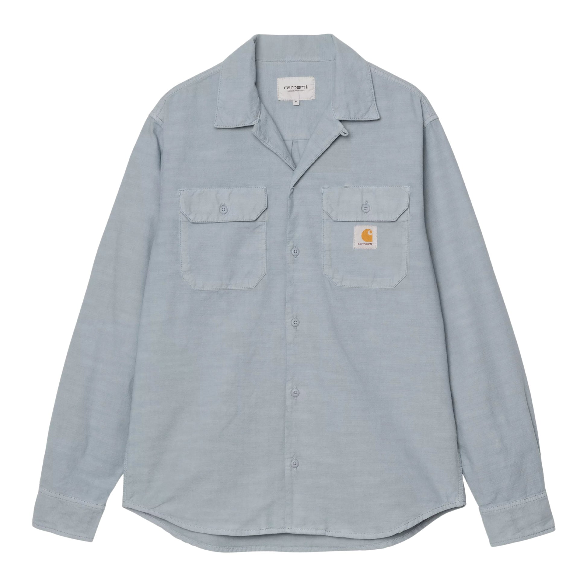 Camisa de manga comprida para homem Carhartt WIP Kelsey em Mirror. Foto da parte da frente.