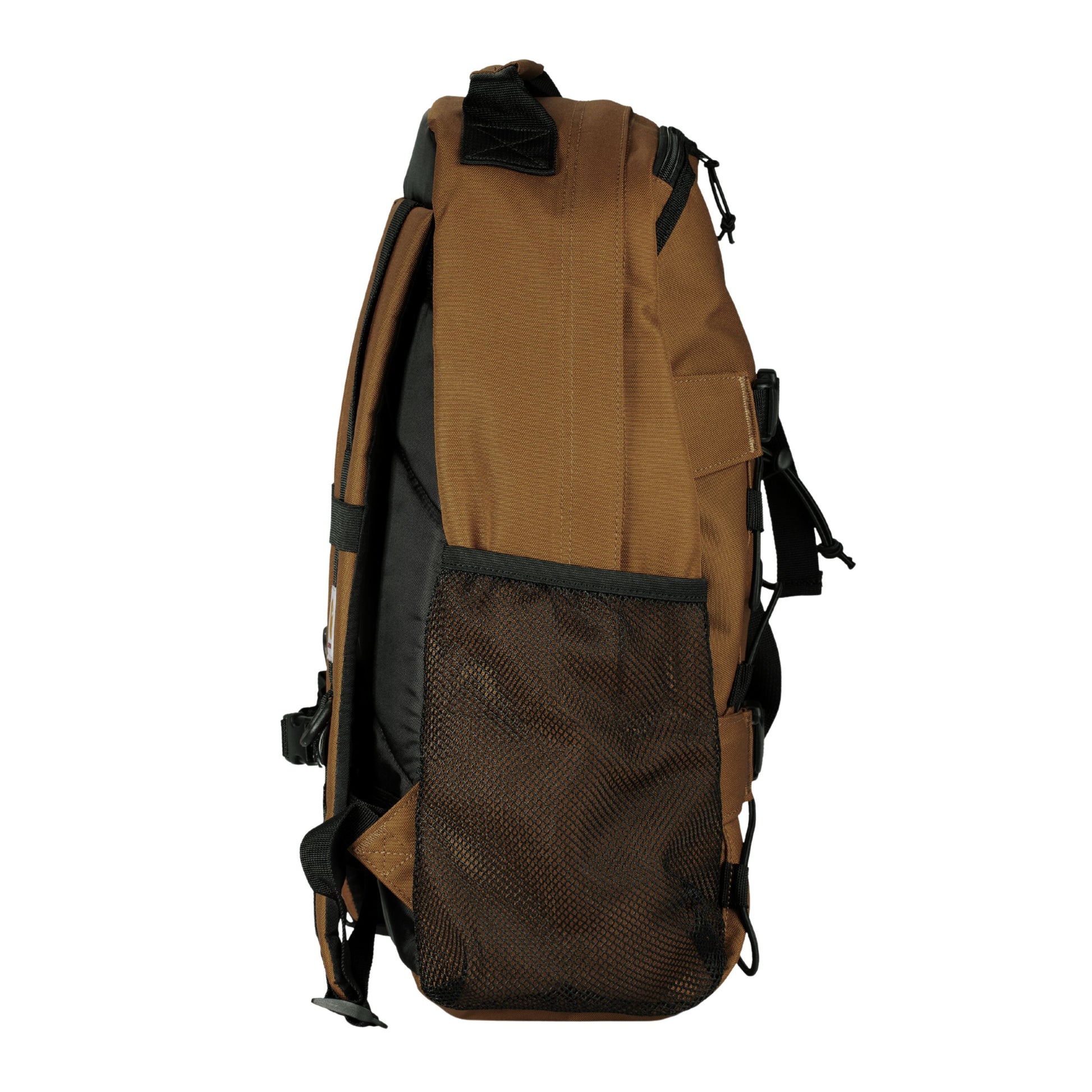 Mochila unissexo Carhartt WIP Kickflip em Hamilton Brown. Foto da lateral.
