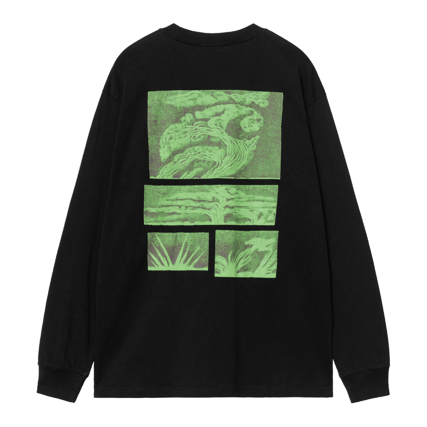 T-Shirt de manga comprida para homem Carhartt WIP Emerge em Preto stone washed. Foto da parte de trás.