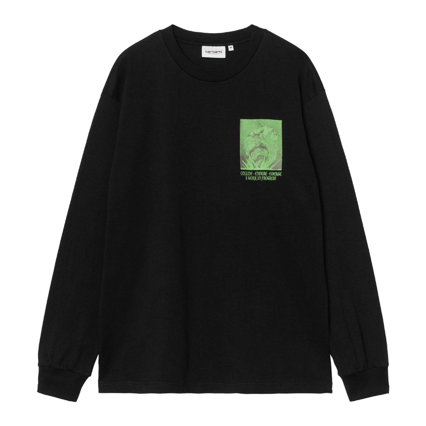 T-Shirt de manga comprida para homem Carhartt WIP Emerge em Preto stone washed. Foto da parte da frente.