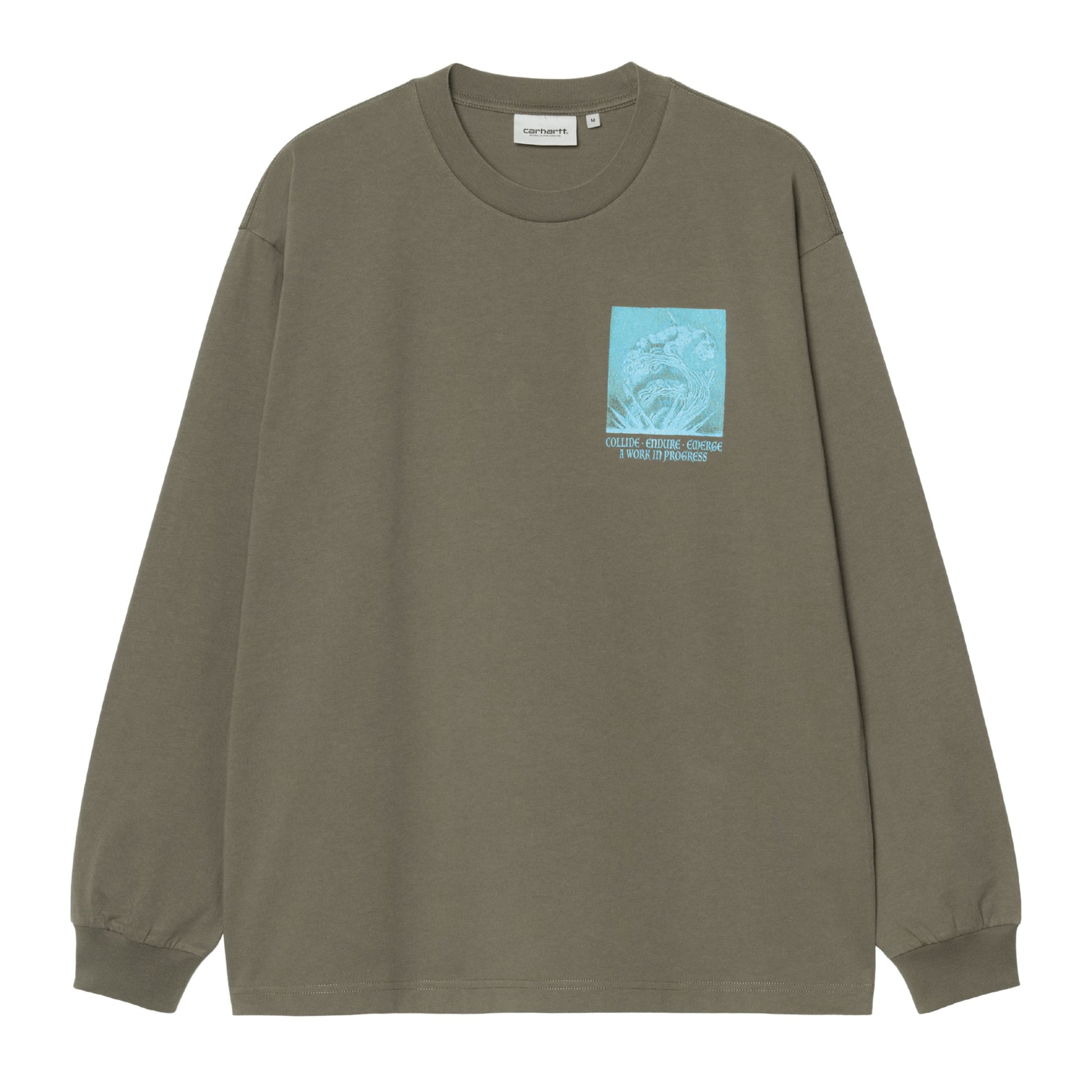 T-Shirt de manga comprida para homem Carhartt WIP Emerge em Leaf stone washed. Foto da parte da frente.