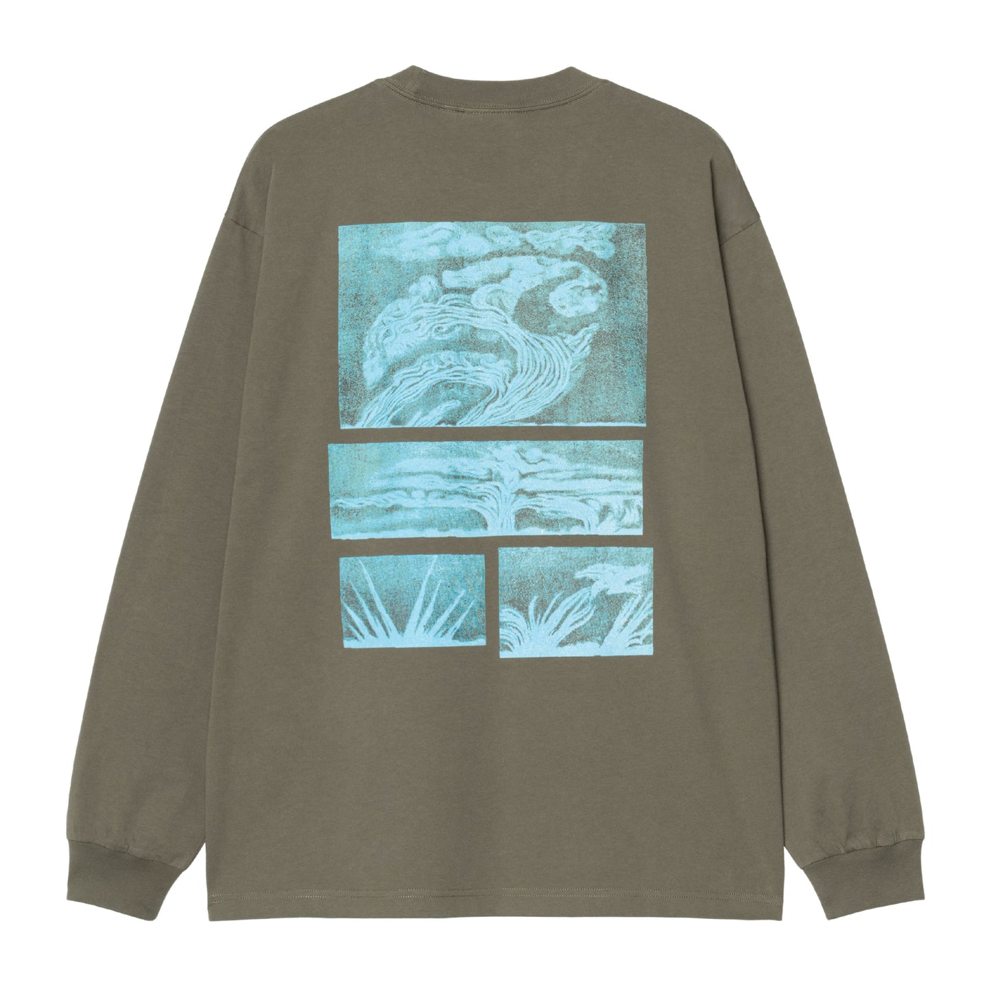T-Shirt de manga comprida para homem Carhartt WIP Emerge em Leaf stone washed. Foto da parte de trás.
