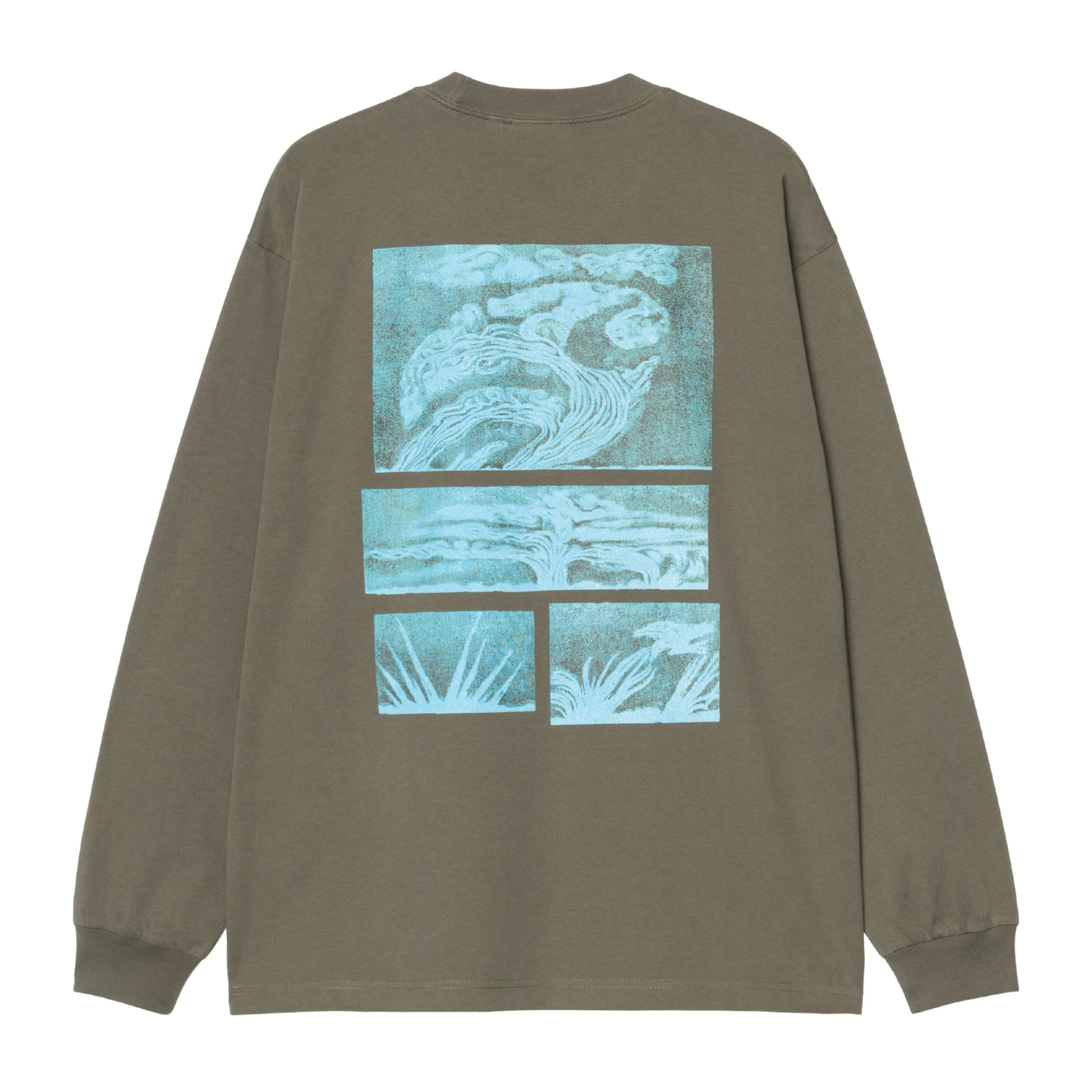 T-Shirt de manga comprida para homem Carhartt WIP Emerge em Leaf stone washed. Foto da parte de trás.