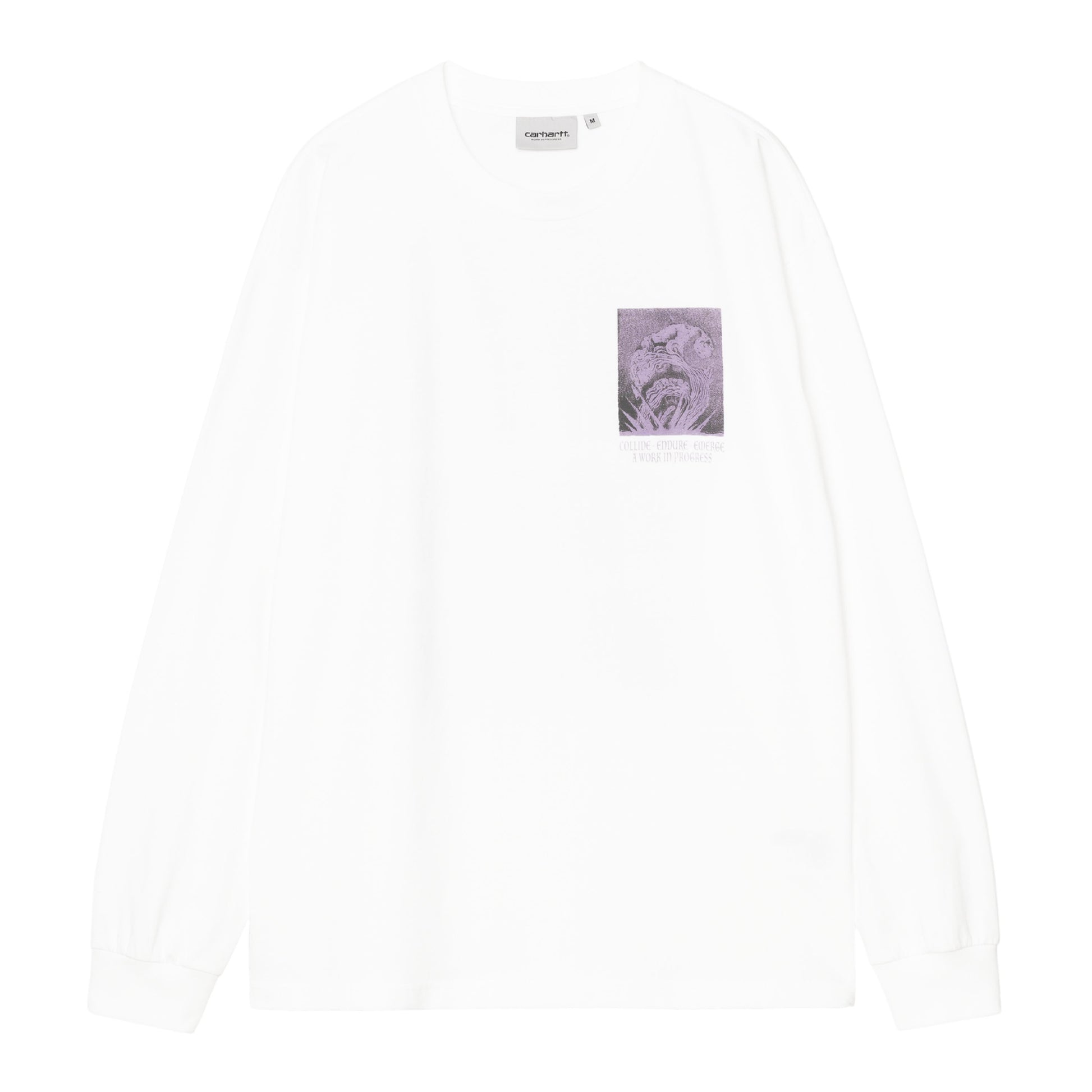 T-Shirt de manga comprida para homem Carhartt WIP Emerge em Branco stone washed. Foto da parte da frente.
