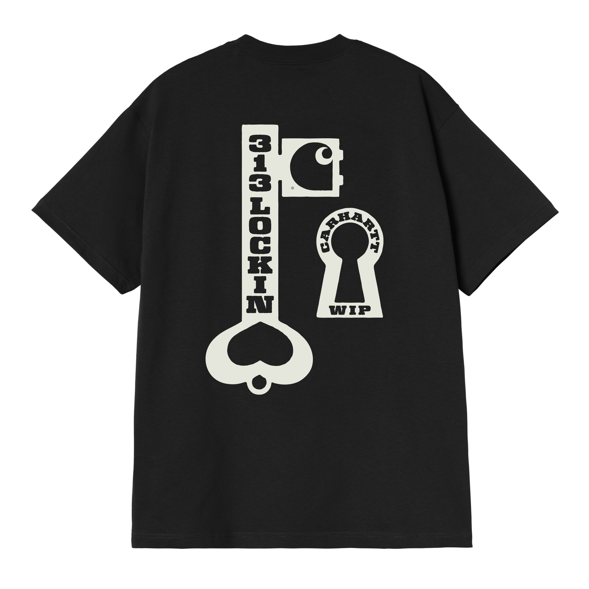 T-Shirt de manga curta para homem Carhartt WIP Locked em Preto. Foto da parte de trás.