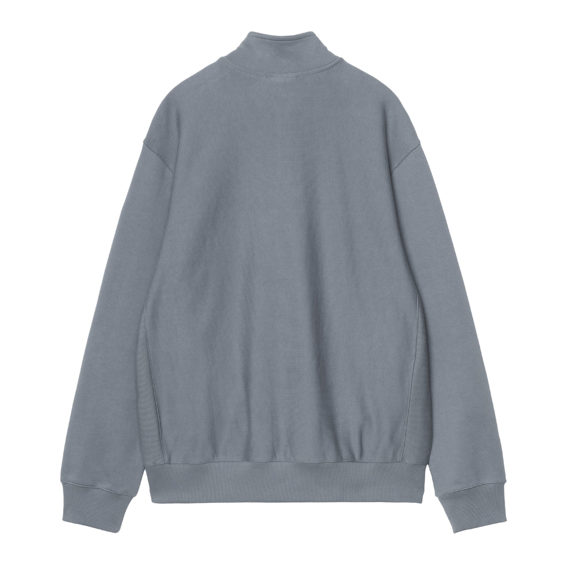 Sweat half zip para homem Carhartt WIP Longhand em Azul Cozy/Branco. Foto da parte de trás.
