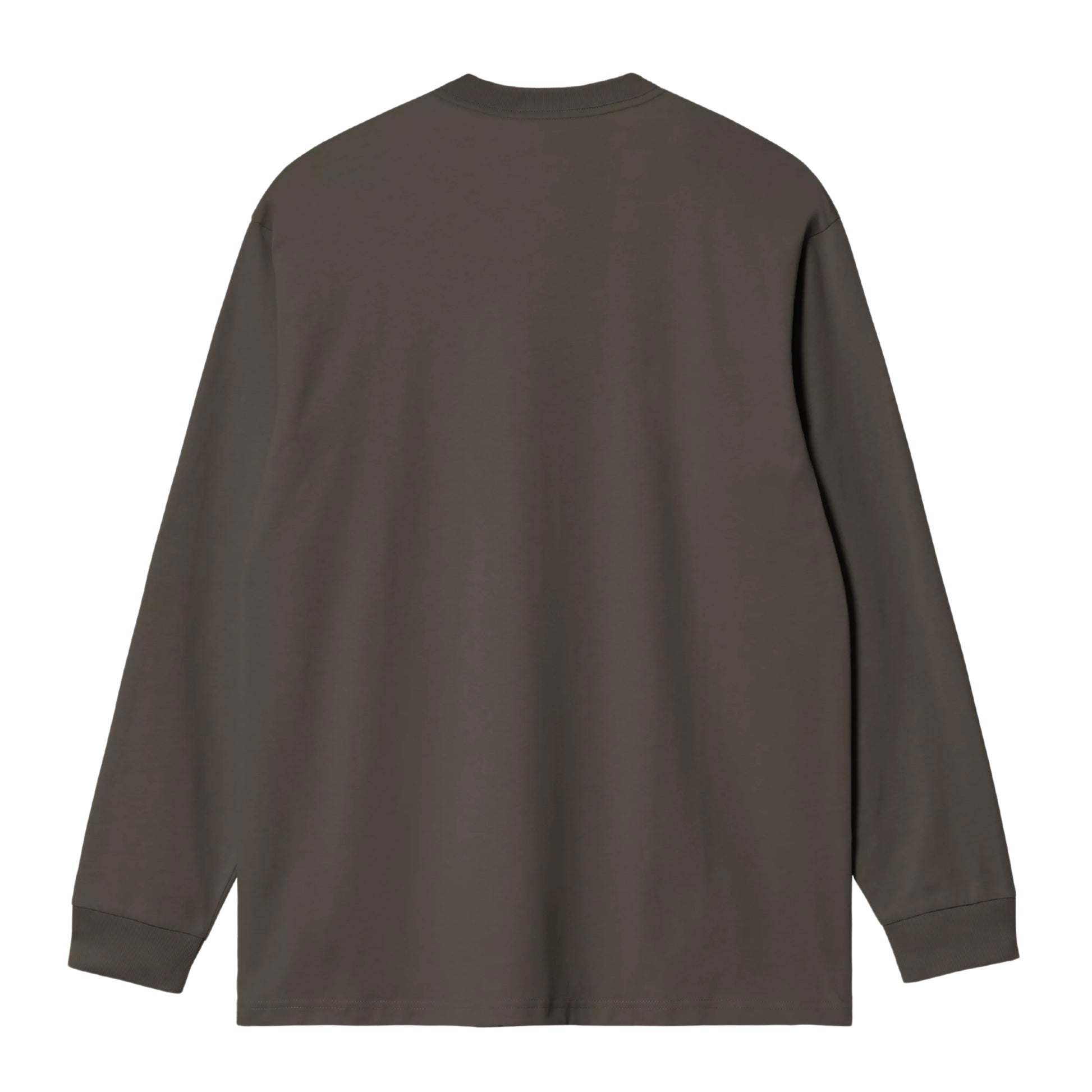 T-shirt manga comprida Carhartt WIP L/S Chase em Shungite / Gold — produto sem modelo, vista traseira, costas limpas e punhos canelados visíveis.