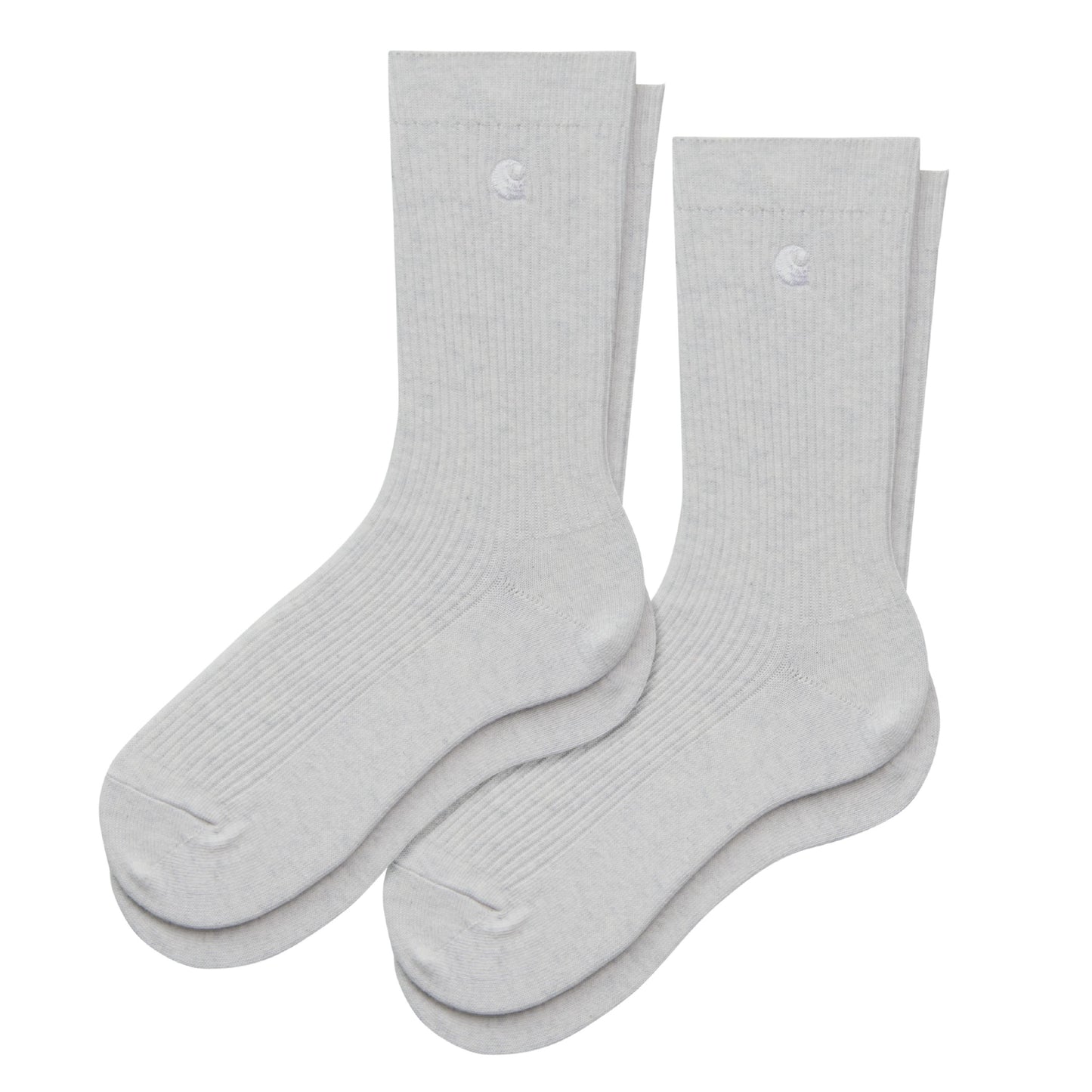 Pack de meias Carhartt WIP Madison em Ash Heather/Branco + Ash Heather/Branco. Foto do pack.