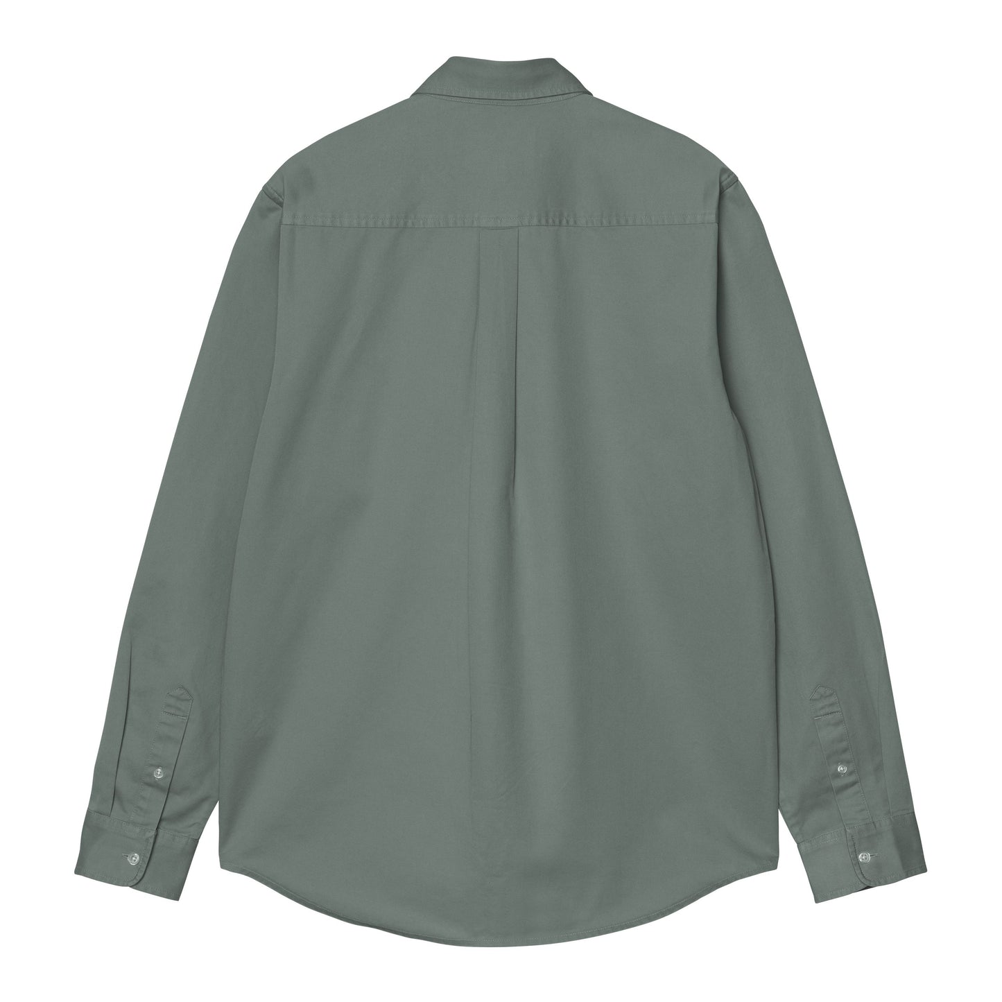 Camisa de manga comprida para homem Carhartt WIP Madison em Velvet Green e Branco. Foto da parte de trás.