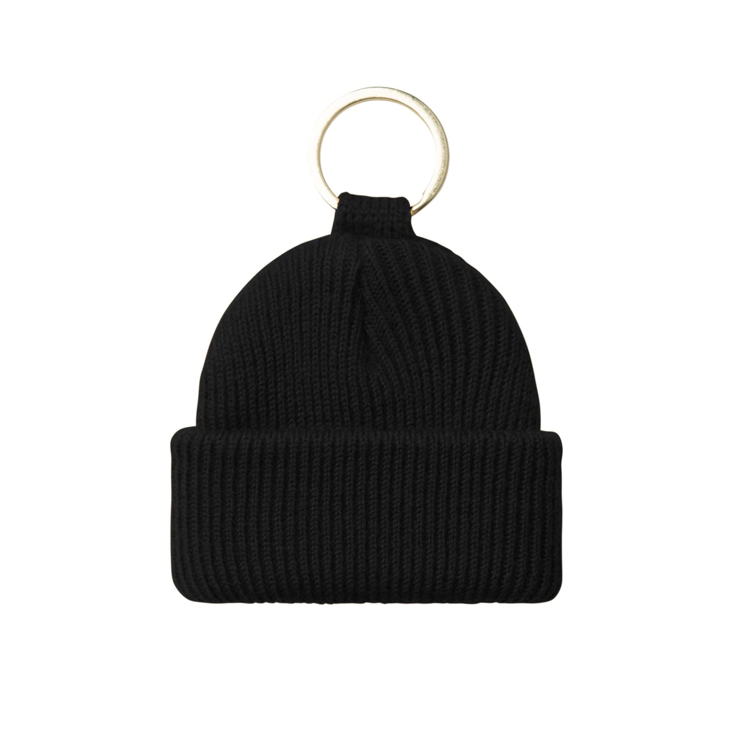 Porta-chaves Carhartt WIP Mini Watch Hat em preto. Foto da parte de trás.
