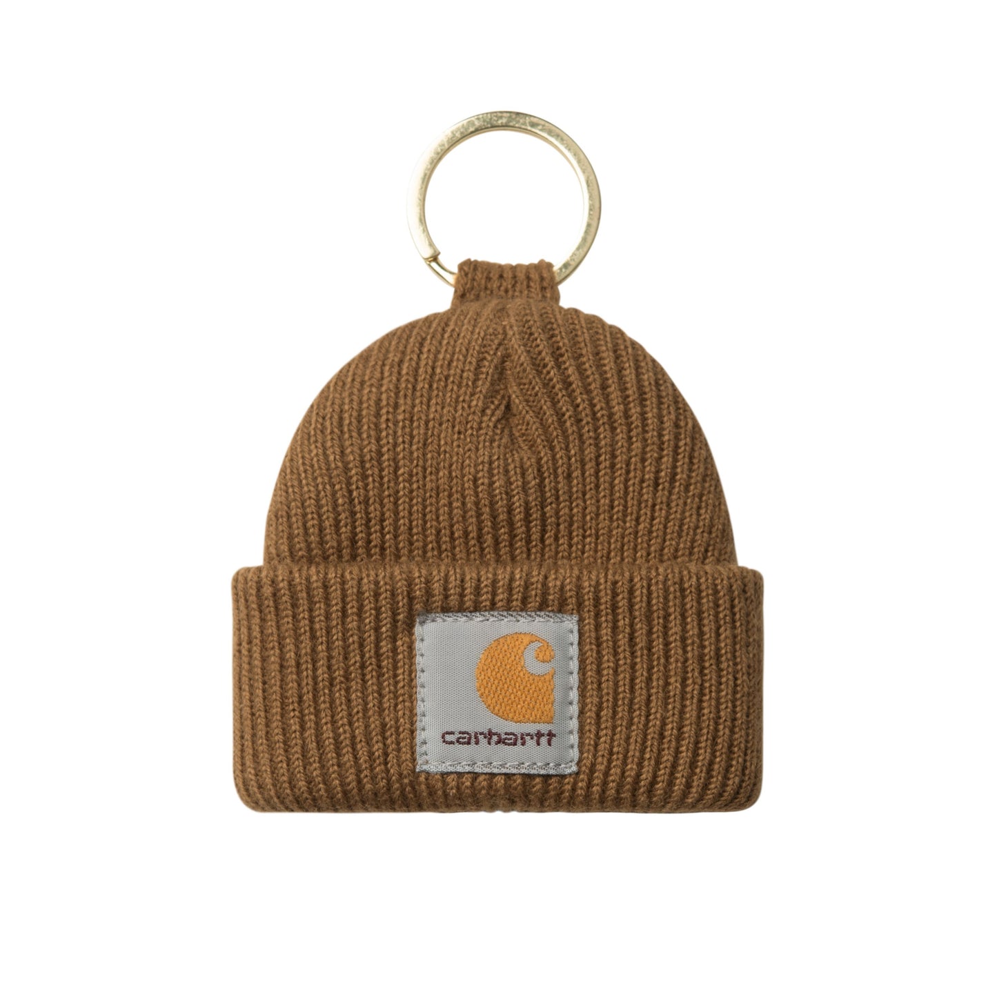 Porta-chaves unissexo Carhartt WIP Mini Watch Hat em Hamilton Brown. Foto da parte da frente.