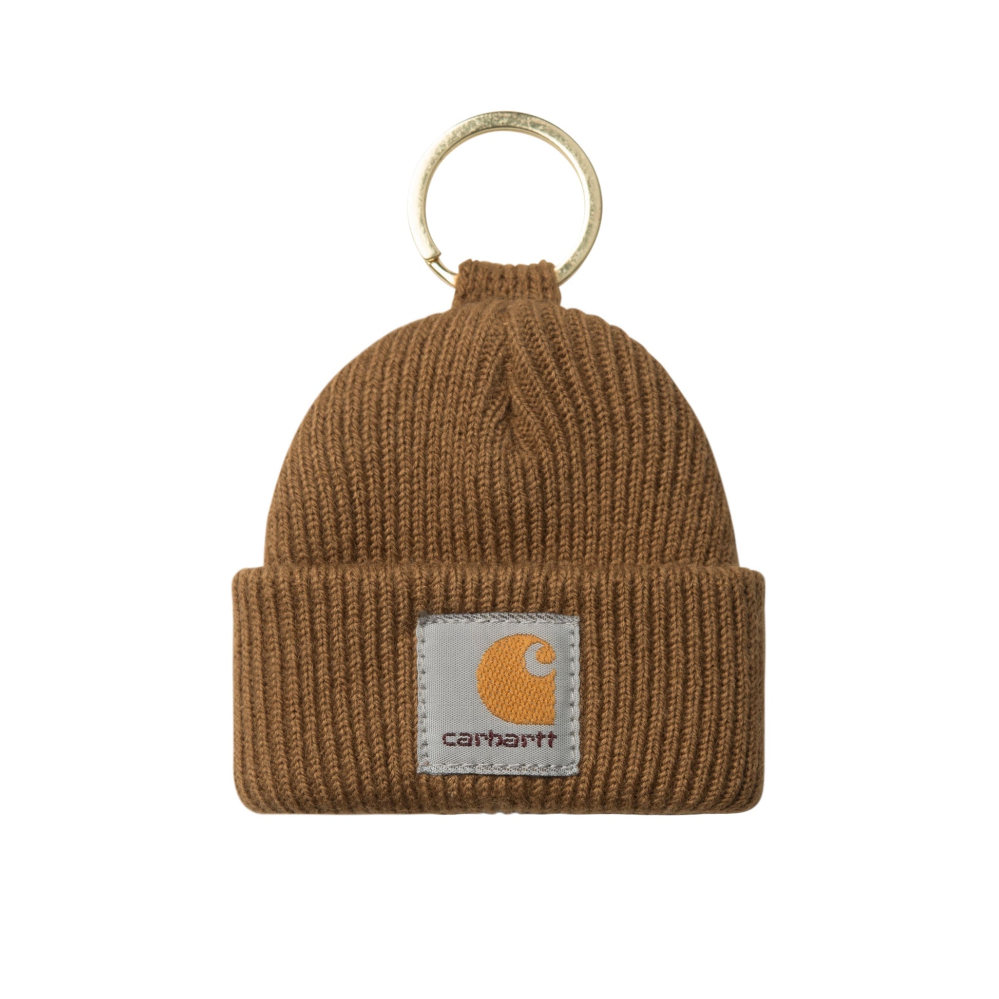 Porta-chaves unissexo Carhartt WIP Mini Watch Hat em Hamilton Brown. Foto da parte da frente.