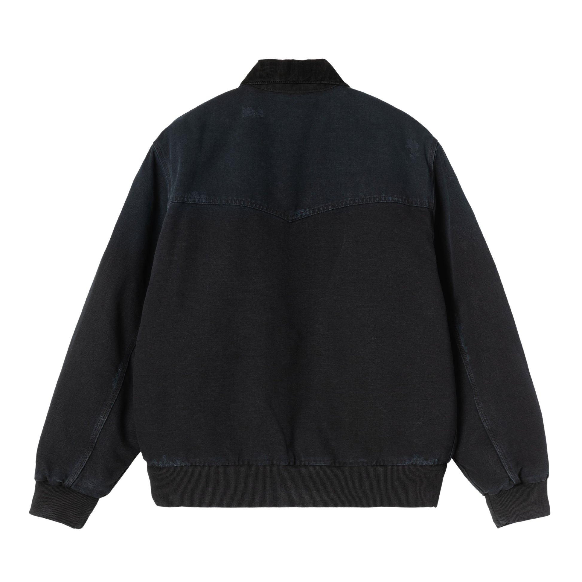 Casaco de homem Carhartt WIP OG Santa Fe em Preto/Preto Grind Washed. Foto da parte de trás.