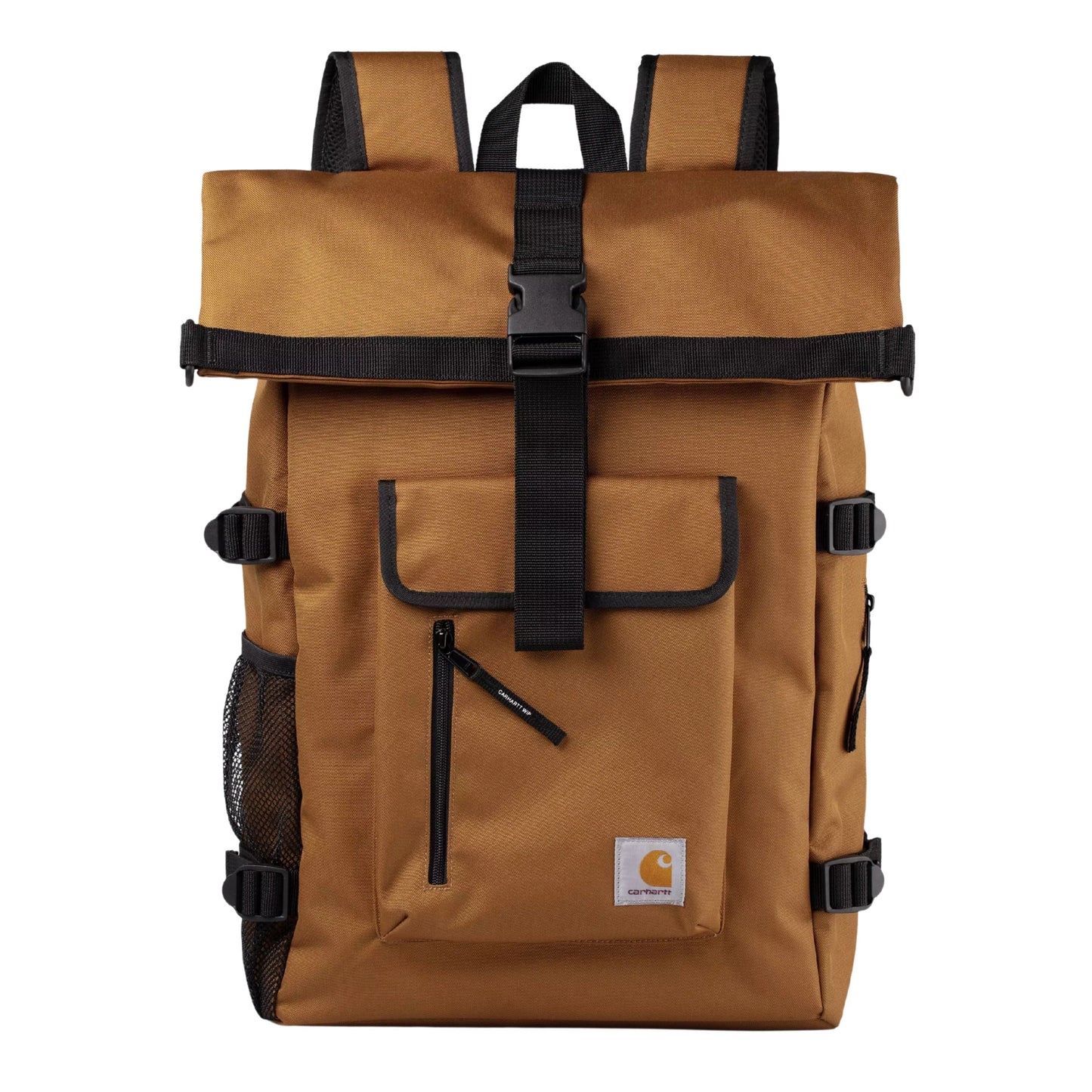 Mochila unissexo Carhartt WIP Philis em Hamilton Brown. Foto da parte da frente .