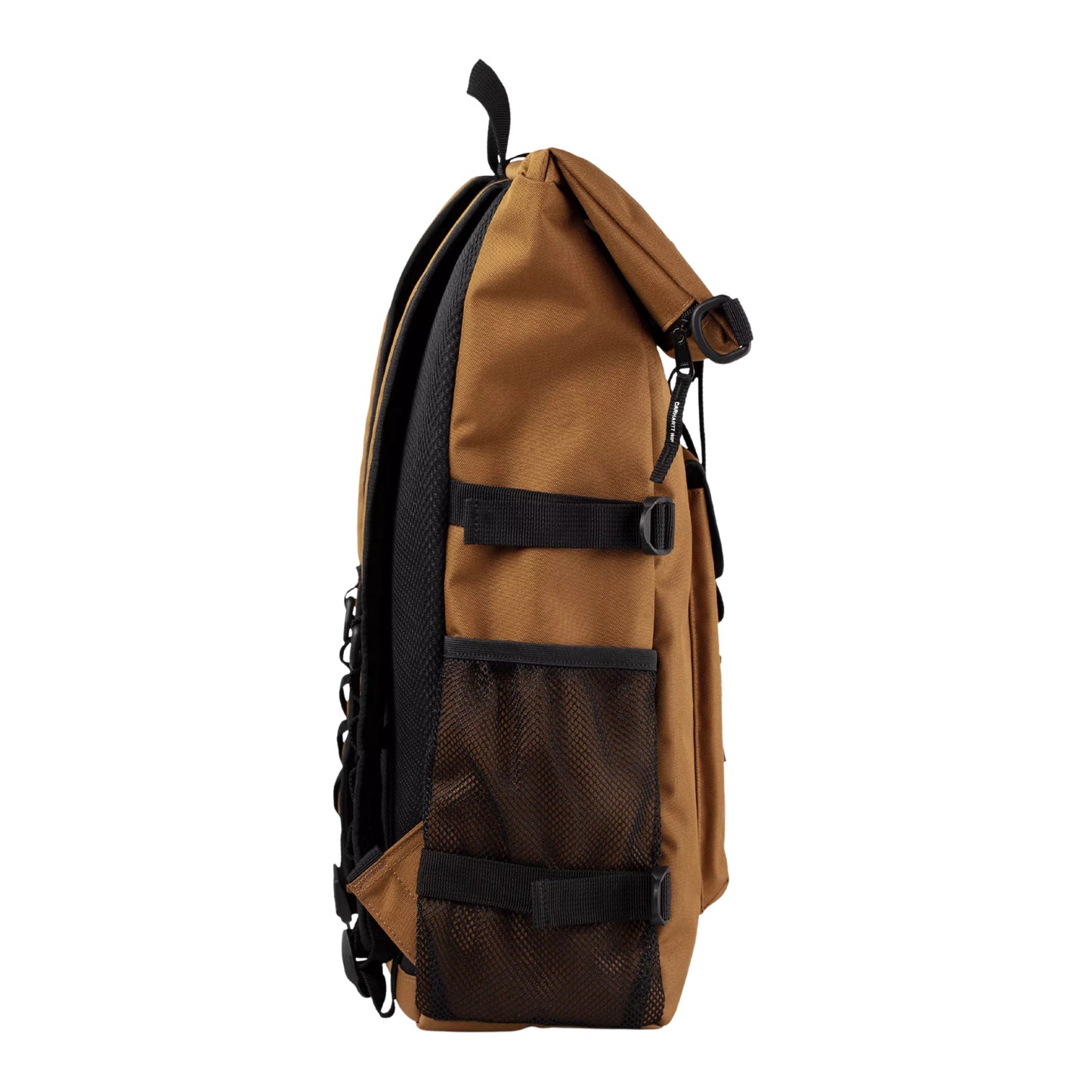 Mochila unissexo Carhartt WIP Philis em Hamilton Brown. Foto da lateral.