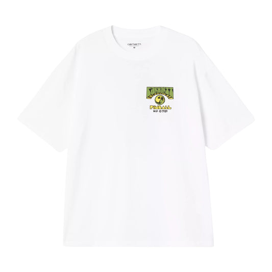 T-Shirt de manga curta para homem Carhartt WIP Pinball em Branco. Foto da parte da frente.