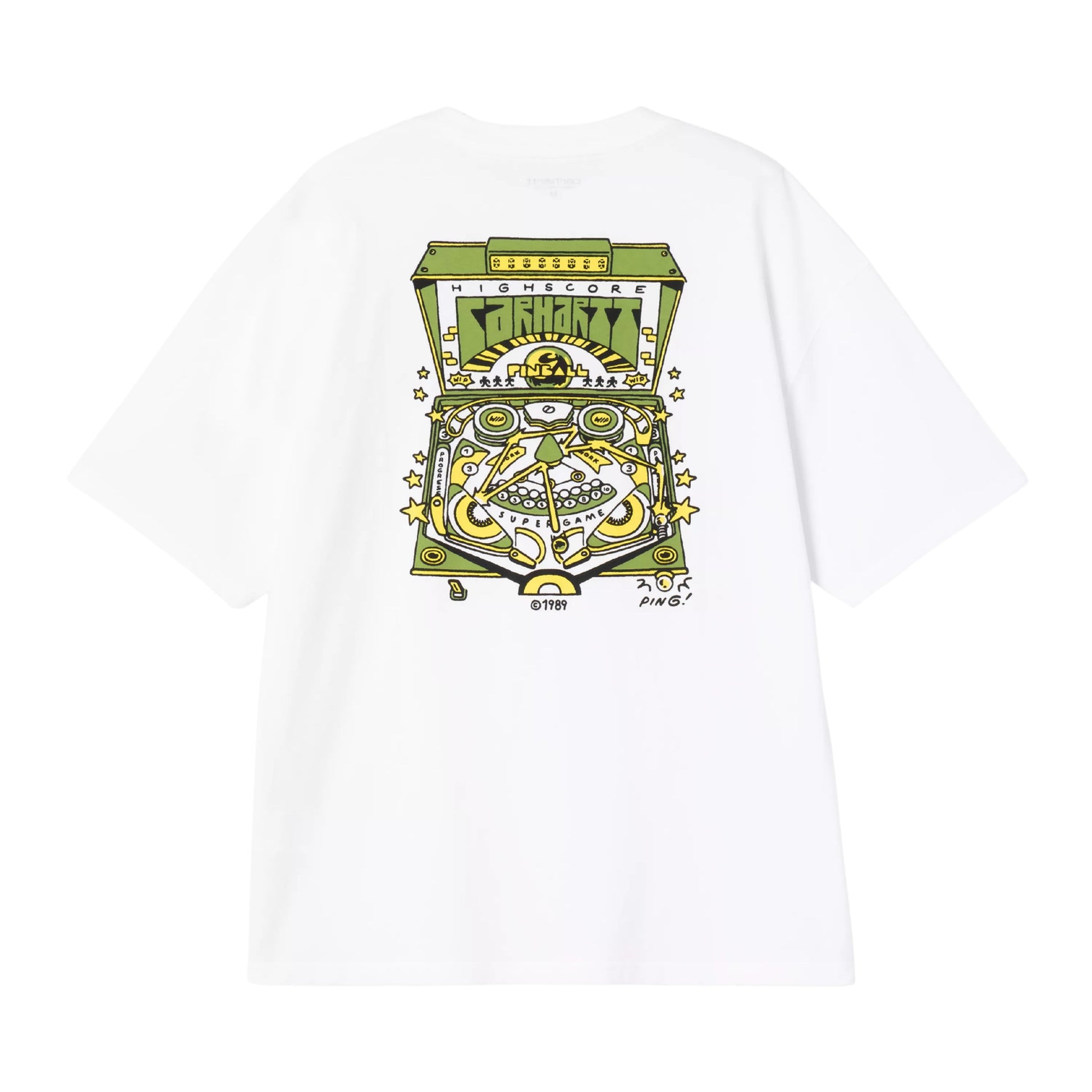 T-Shirt de manga curta para homem Carhartt WIP Pinball em Branco. Foto da parte de trás.
