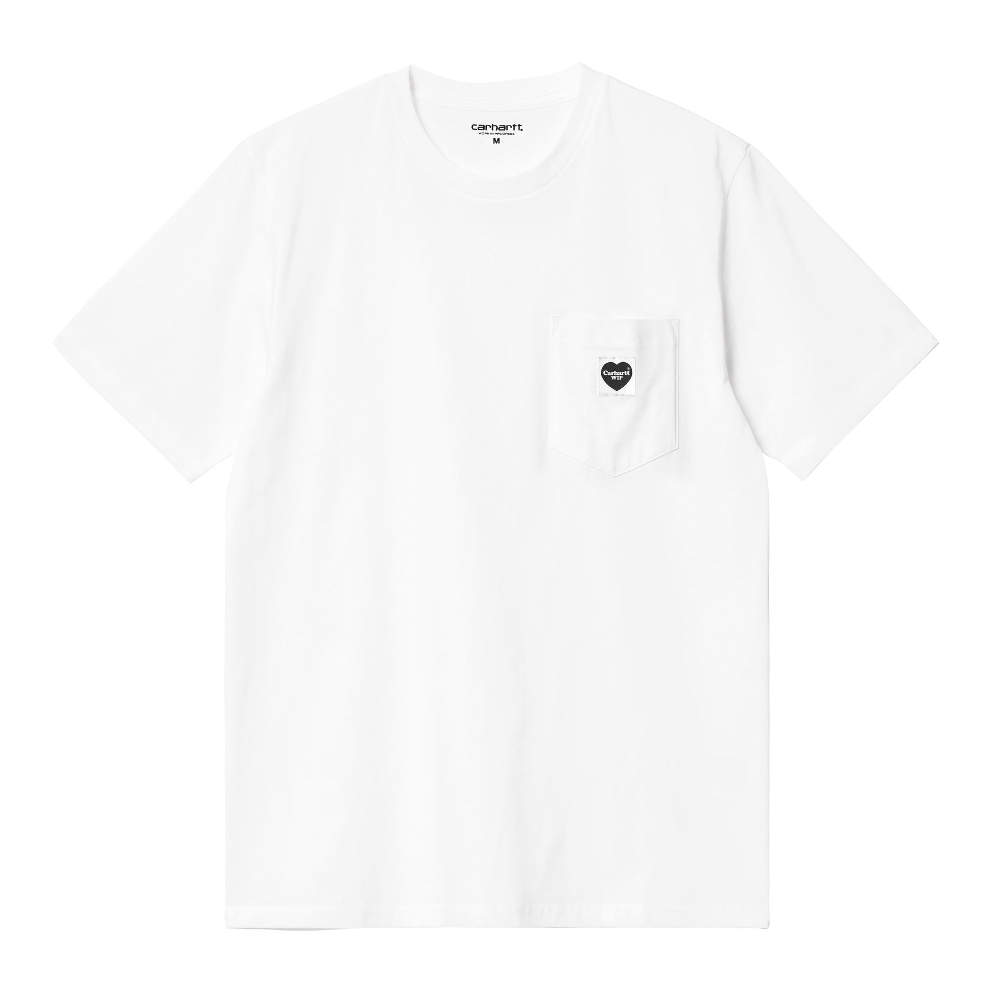 T-Shirt de manga curta para homem Carhartt WIP Pocket Heart em Branco/Preto. Foto da parte da frente.