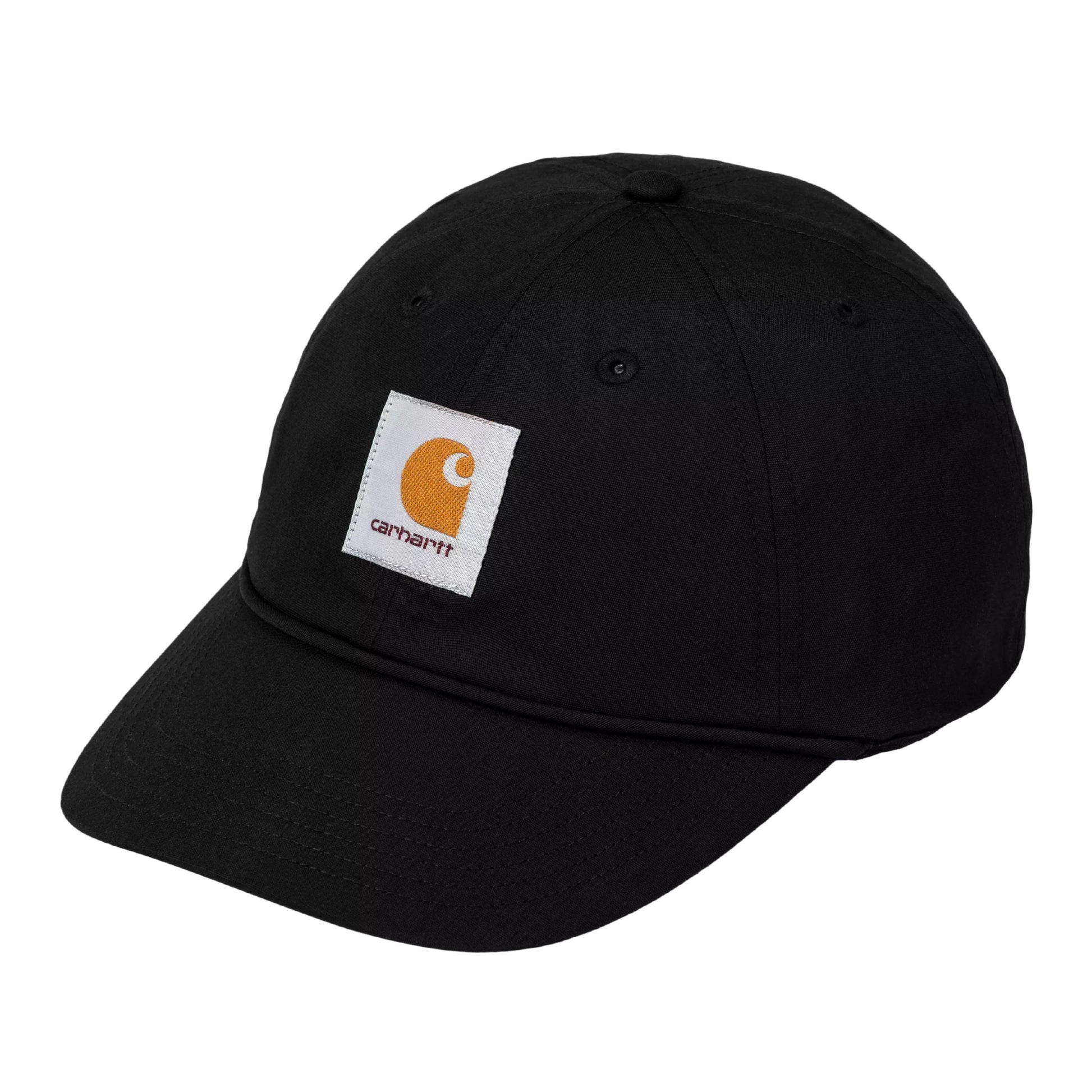 Boné unissexo Carhartt WIP Postal em Preto. Foto da parte da frente.