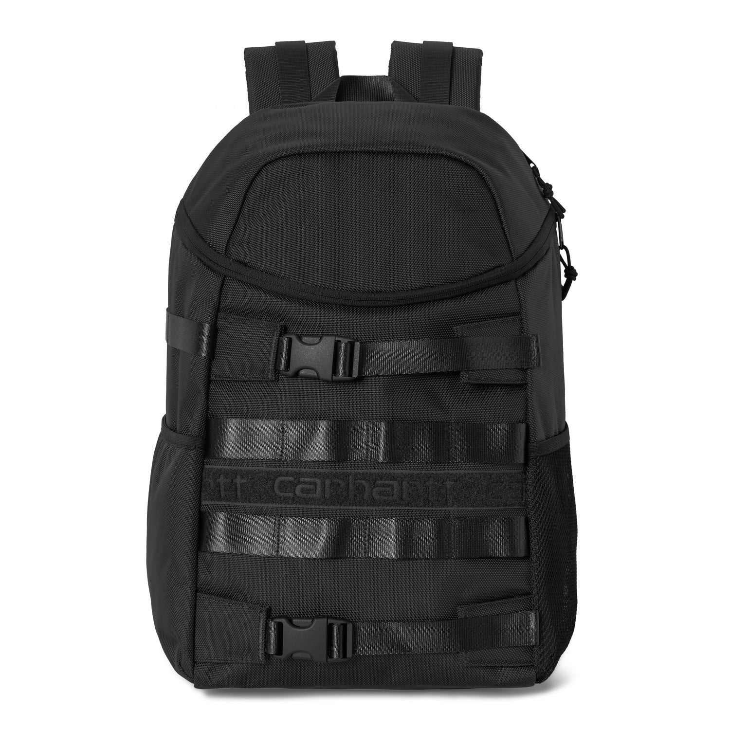 Mochila unissexo Carhartt WIP Prescott em Preto. Foto da parte da frente.
