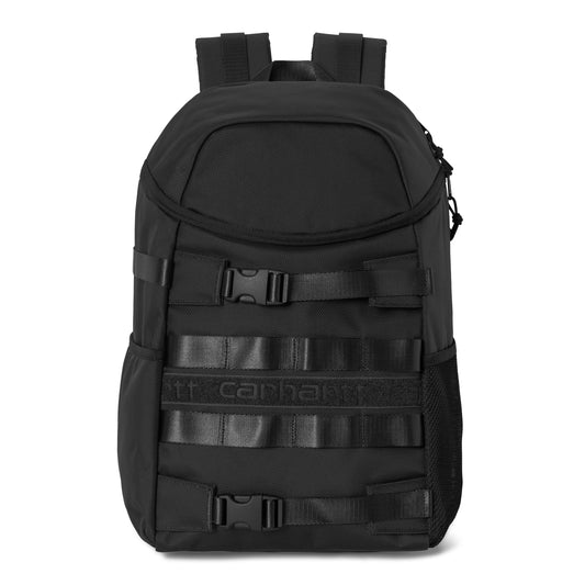 Mochila unissexo Carhartt WIP Prescott em Preto. Foto da parte da frente.