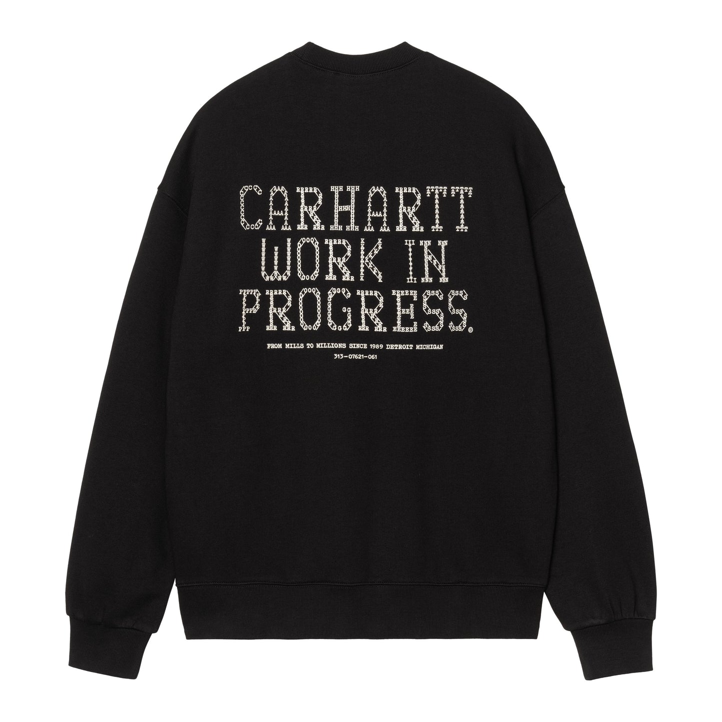 Sweat para homem Carhartt WIP Punched em Preto. Foto da parte de trás.
