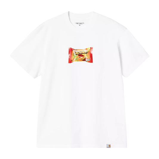 T-Shirt de manga curta para homem Carhartt WIP Road Side Snack em Branco. Foto da parte da frente.