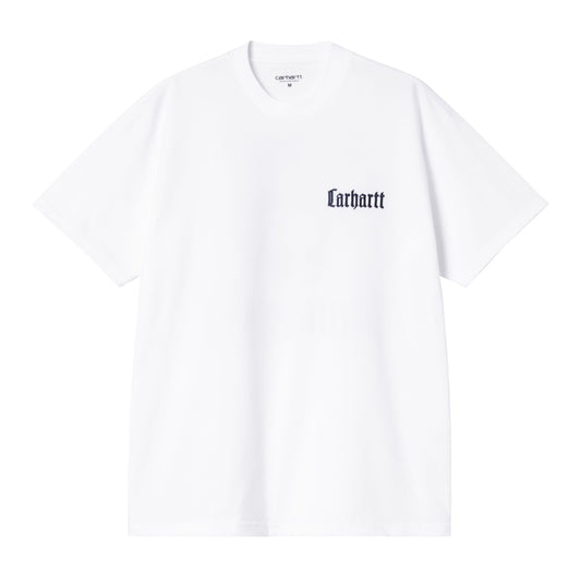 T-Shirt com manga curta para homem Carhartt WIP Schooling em Branco. Foto da parte da frente.