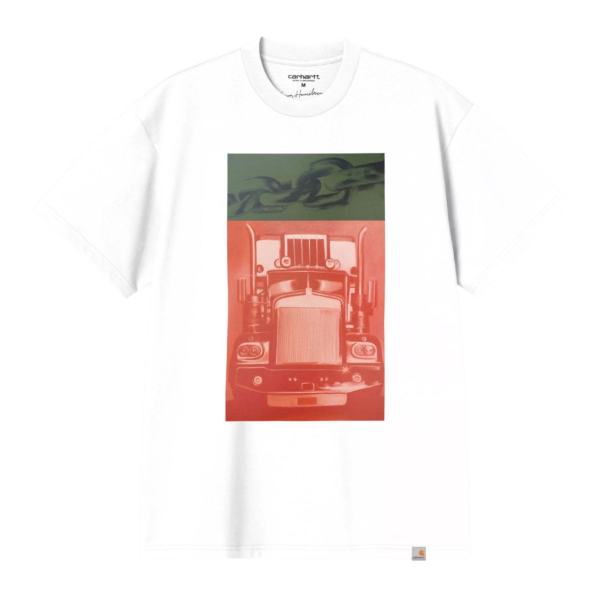T-Shirt de manga curta para homem Carhartt WIP Sean Hamilton 01 em Branco. Foto da parte da frente.